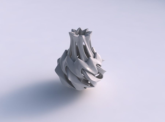 Vase alien curved small with smooth cuts wide middle