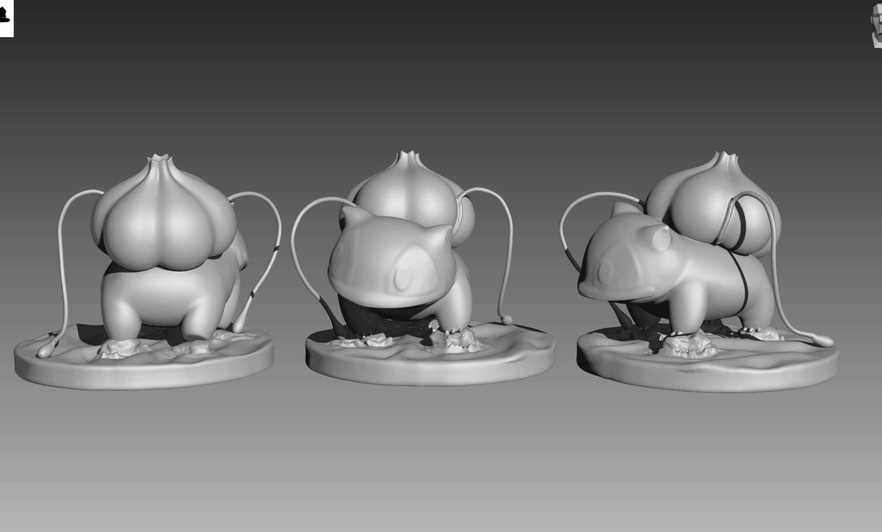 Bulbasaur Ivysaur and Venusaur evolution family value set 3D print model_12