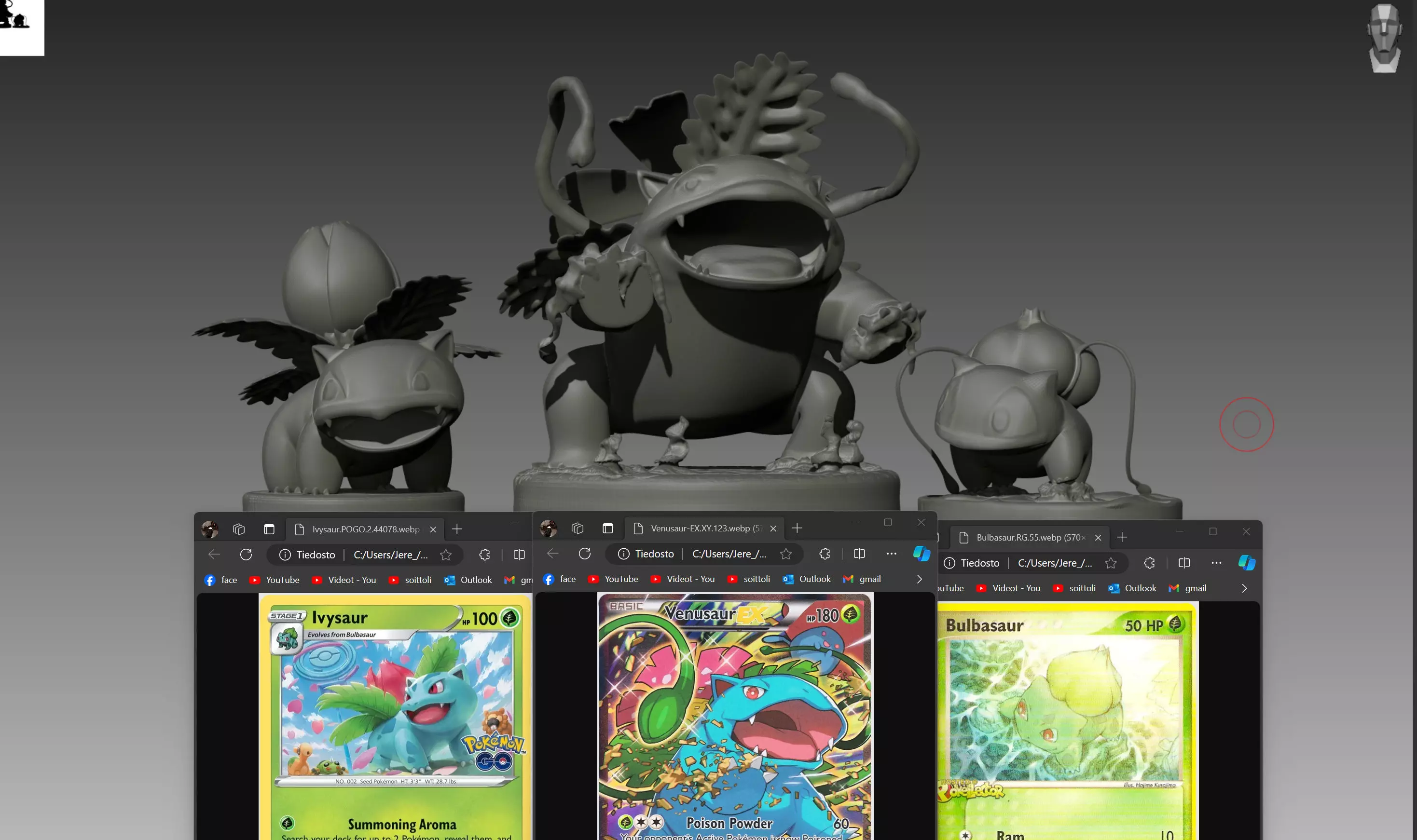 Bulbasaur Ivysaur and Venusaur evolution family value set 3D print model_0