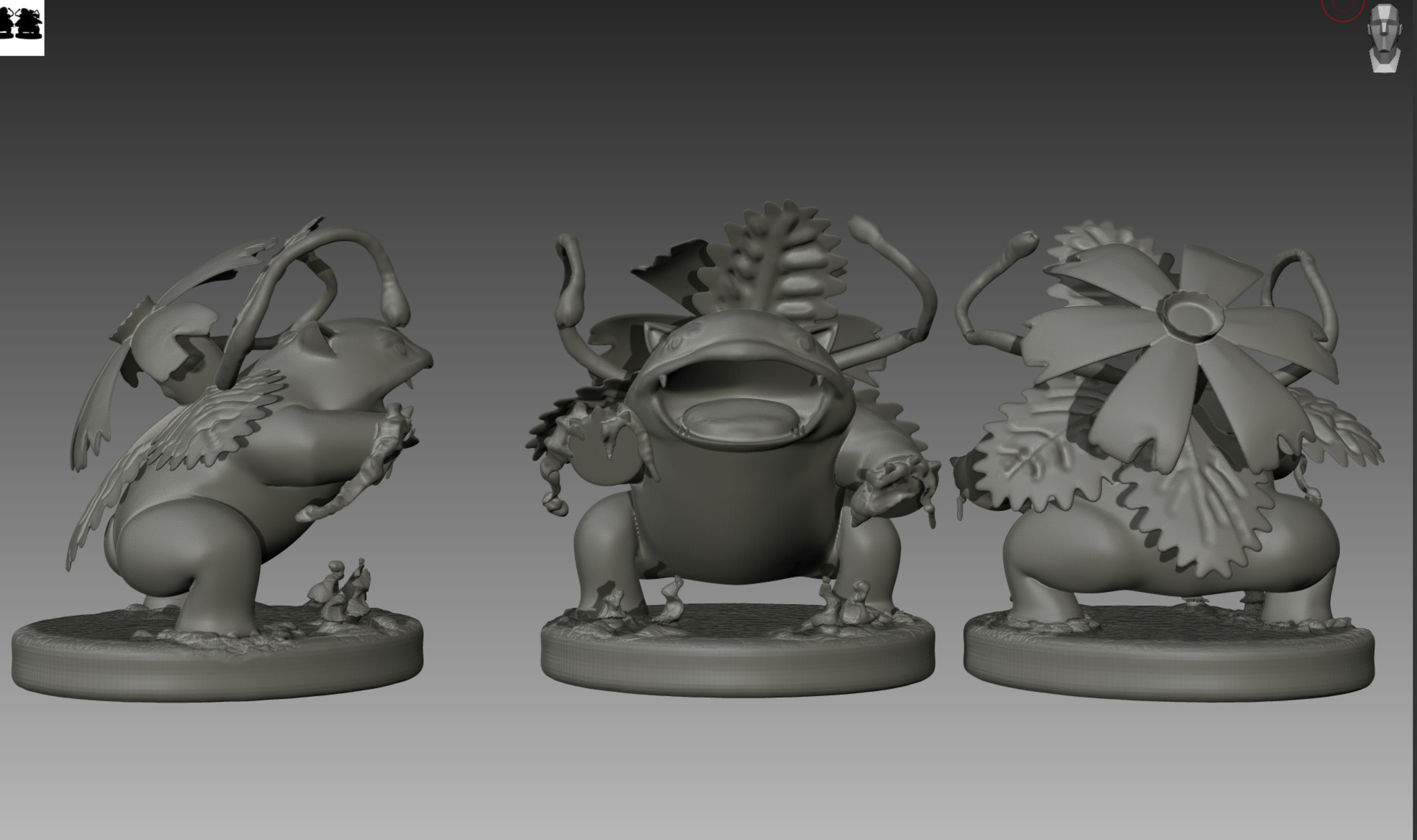 Bulbasaur Ivysaur and Venusaur evolution family value set 3D print model_30