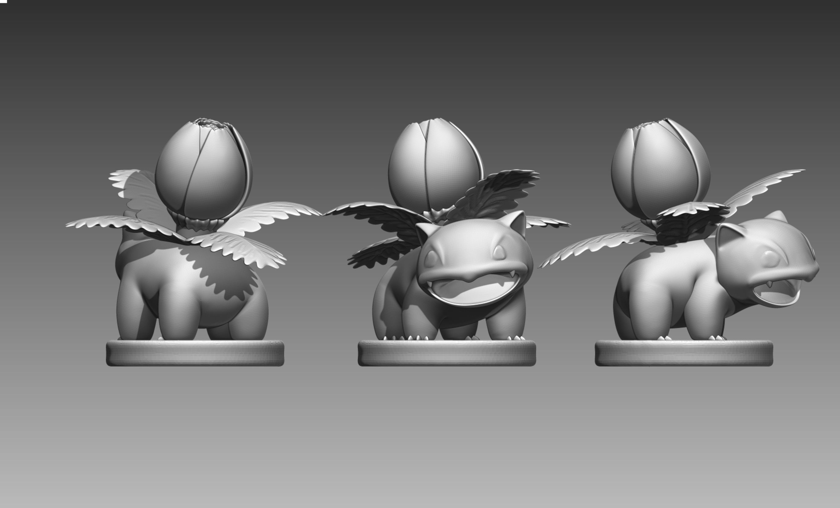 Bulbasaur Ivysaur and Venusaur evolution family value set 3D print model_21