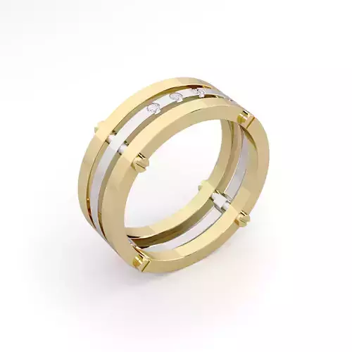 Triple ring with round stones