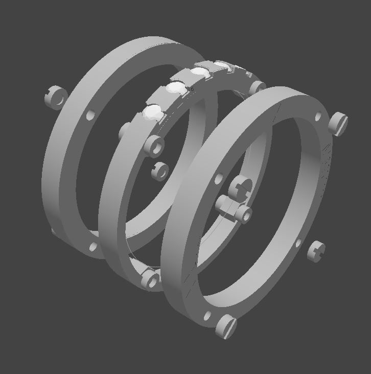 Triple ring with round stones 18mm 3D print model_6