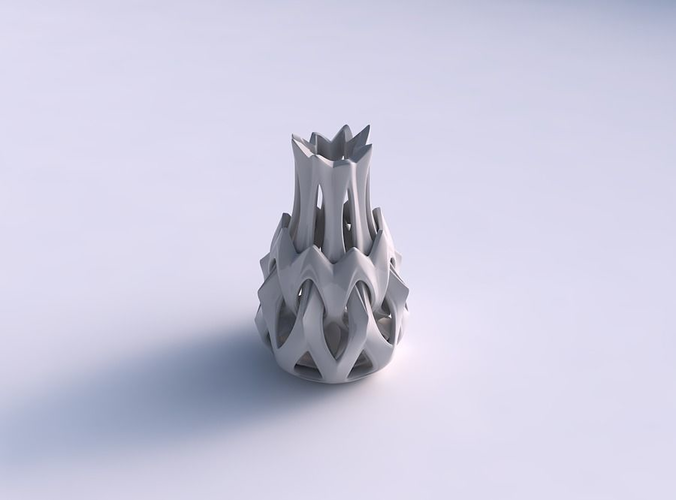 Vase alien curved small with smooth cuts streched top