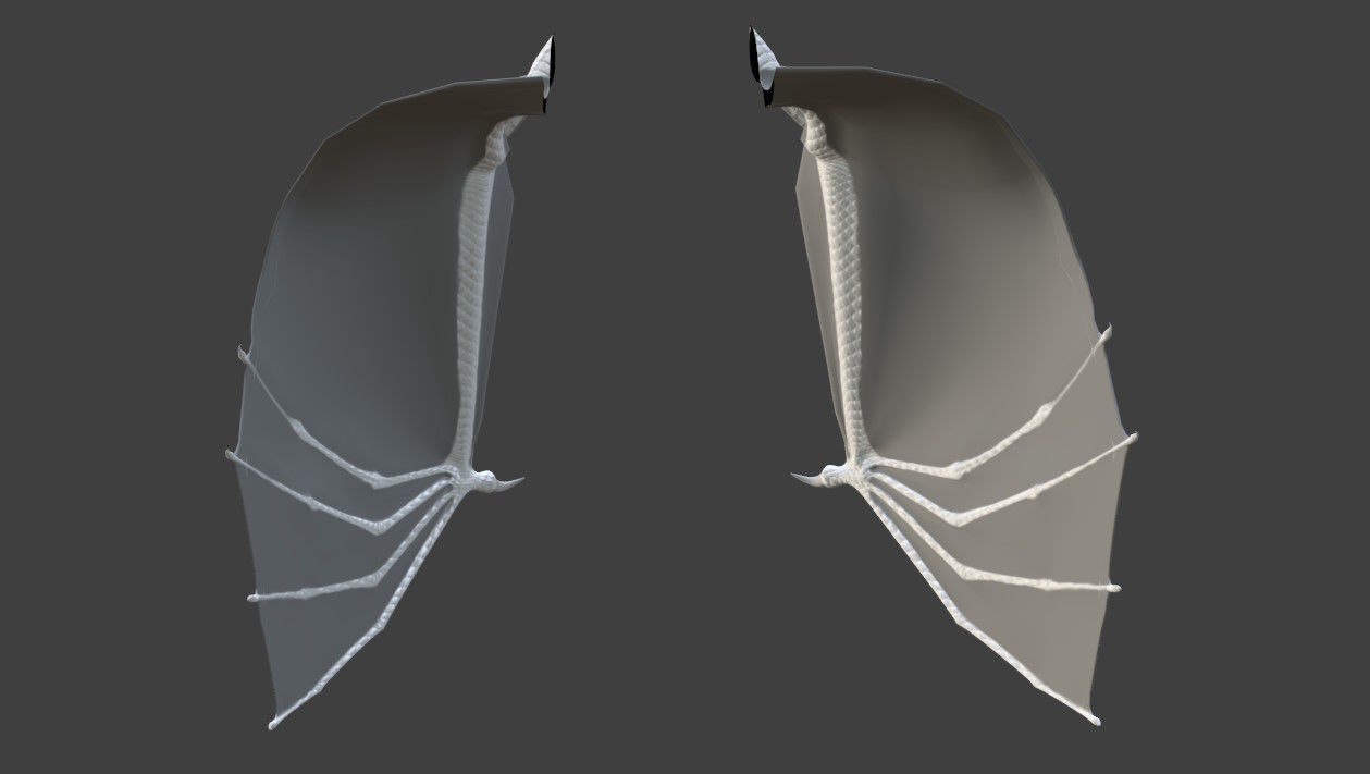 Adjustable Subdivision Dragon Bat Vampire Wings Low-poly 3D model_2