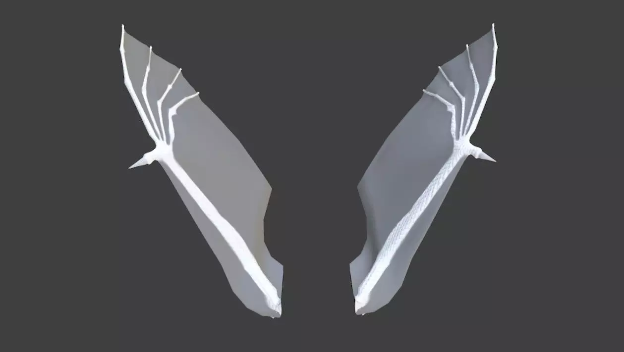 Adjustable Subdivision Dragon Bat Vampire Wings Low-poly 3D model_0