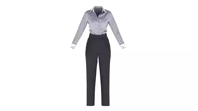 Navy White Bengal Stripe Fitted Shirt