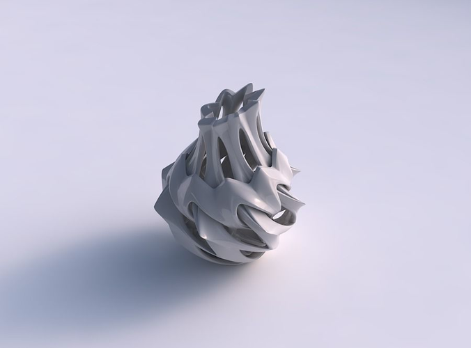 Vase alien curved small with smooth cuts streched top corner 3D print model