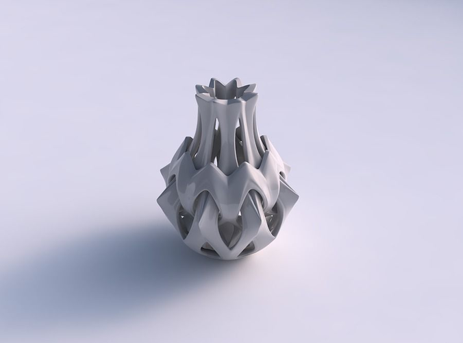 Vase alien curved small with smooth cuts tapered 2 3D print model