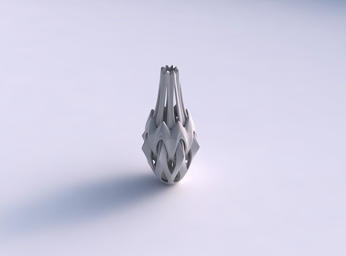 Vase alien curved small with smooth cuts long neck