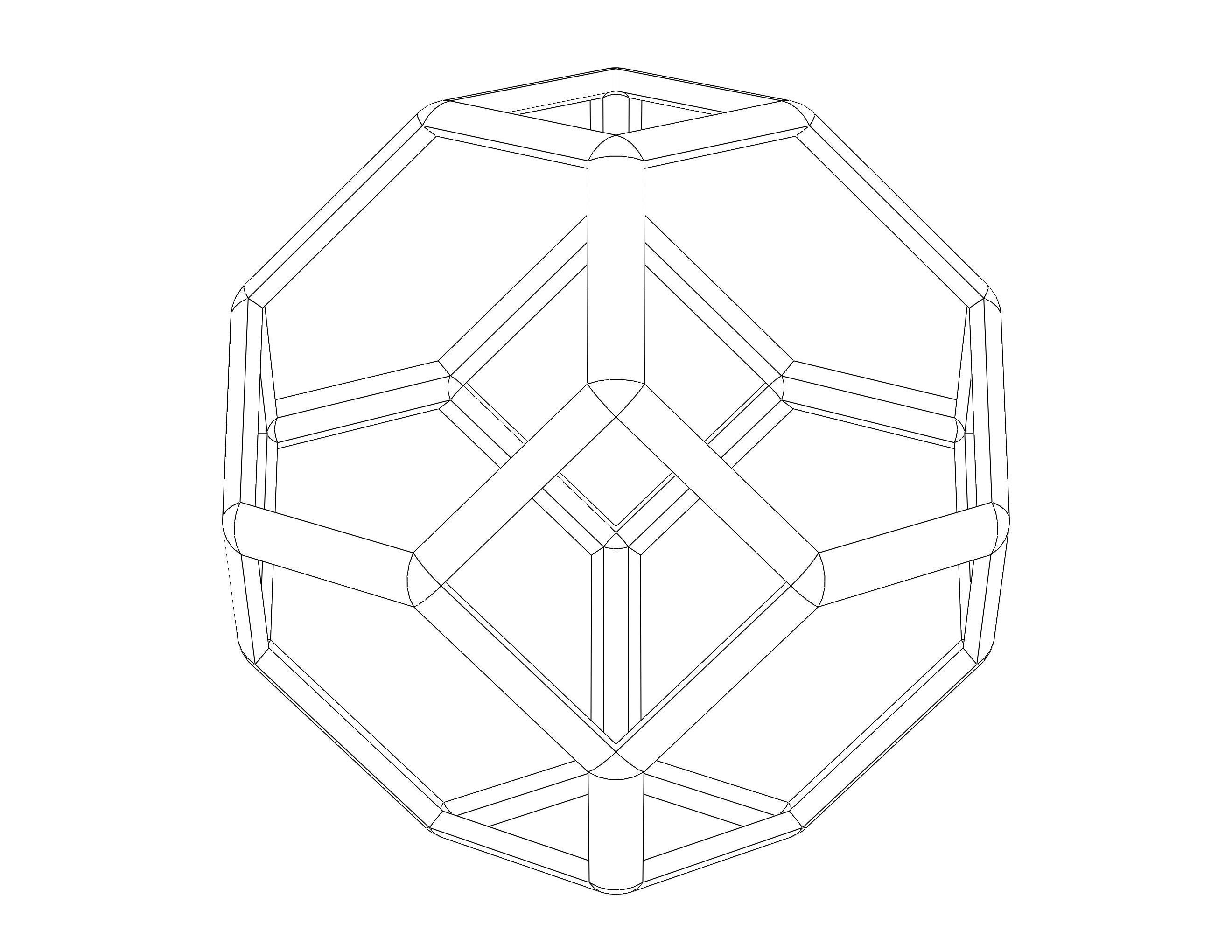 Wireframe Shape Tetradecahedron 3D print model_10
