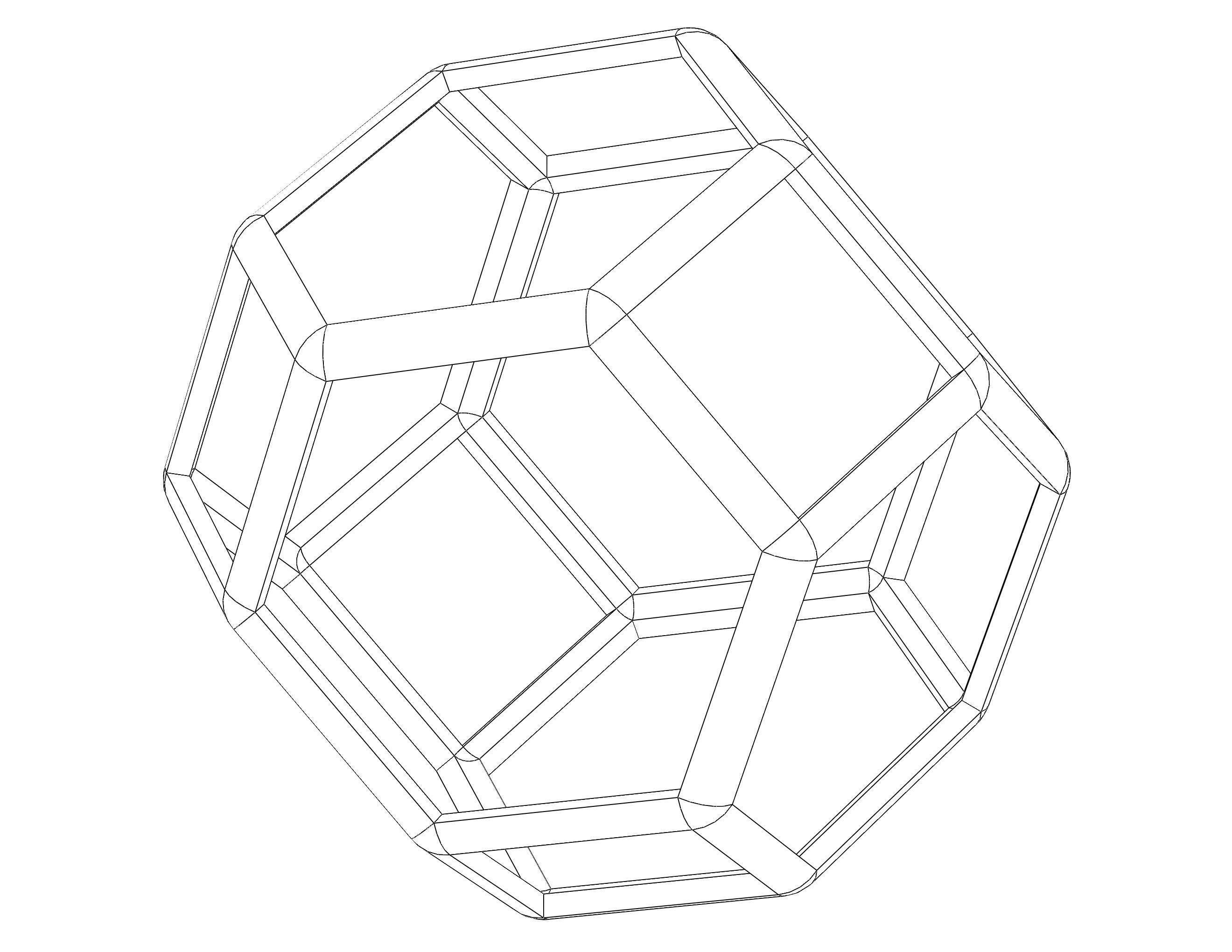 Wireframe Shape Tetradecahedron 3D print model_34