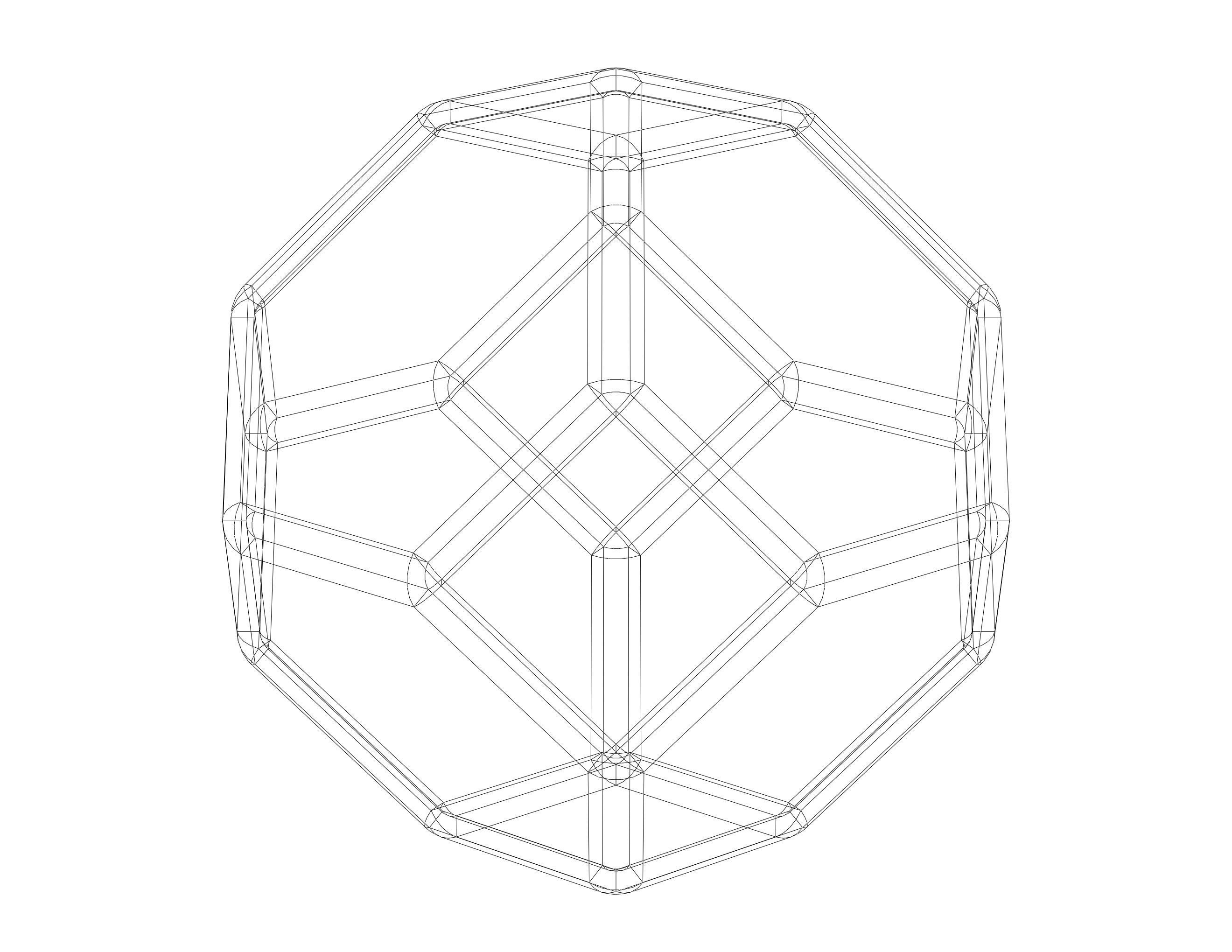 Wireframe Shape Tetradecahedron 3D print model_12