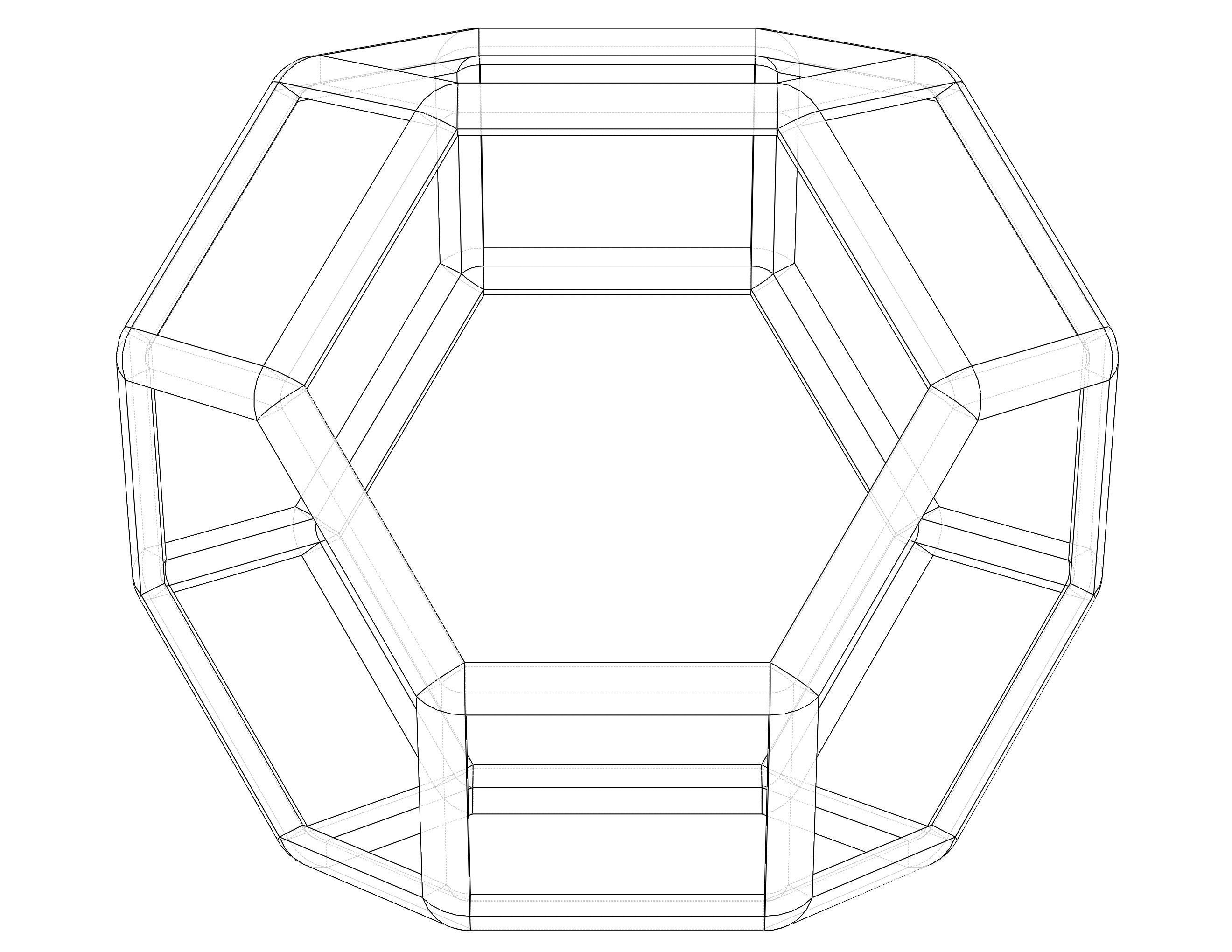 Wireframe Shape Tetradecahedron 3D print model_39