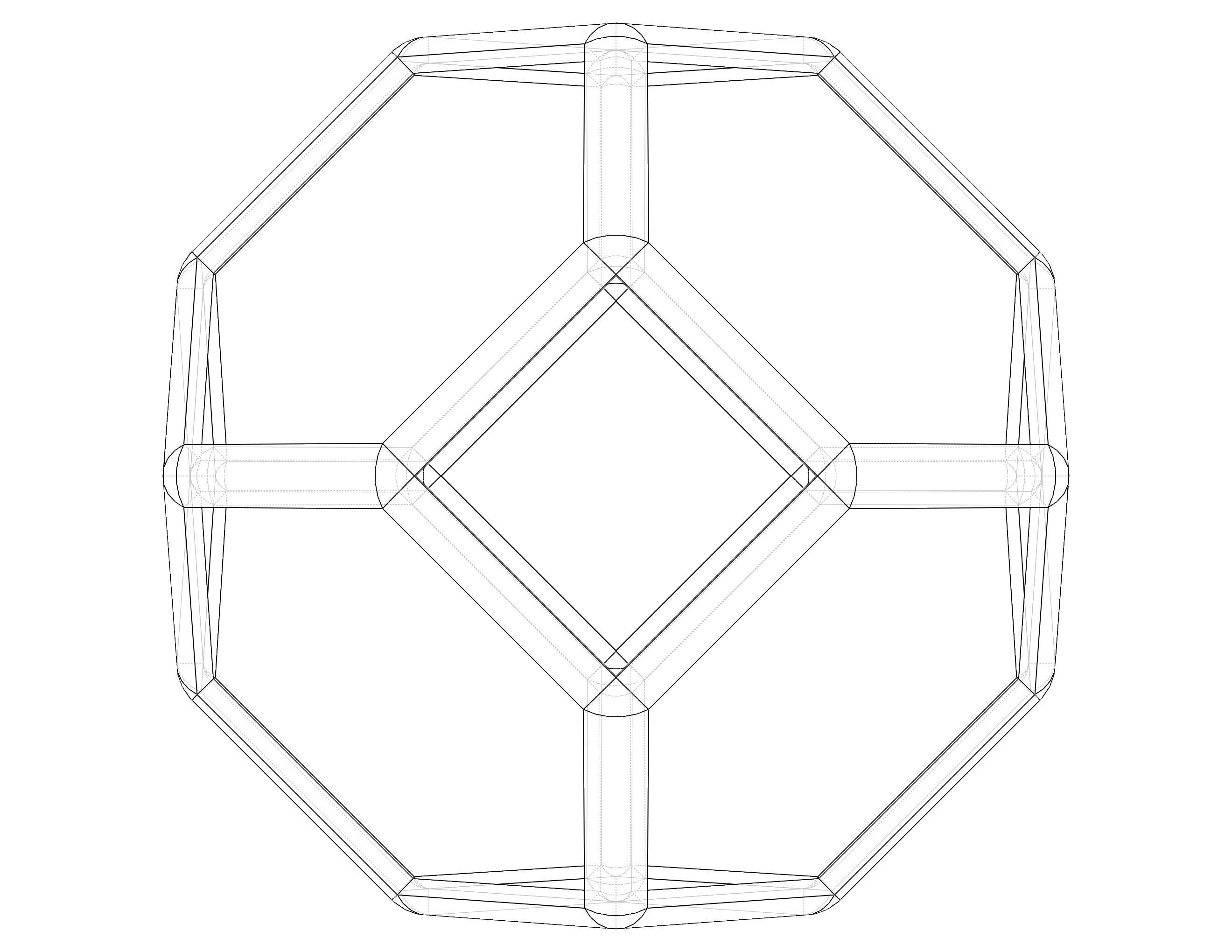 Wireframe Shape Tetradecahedron 3D print model_27