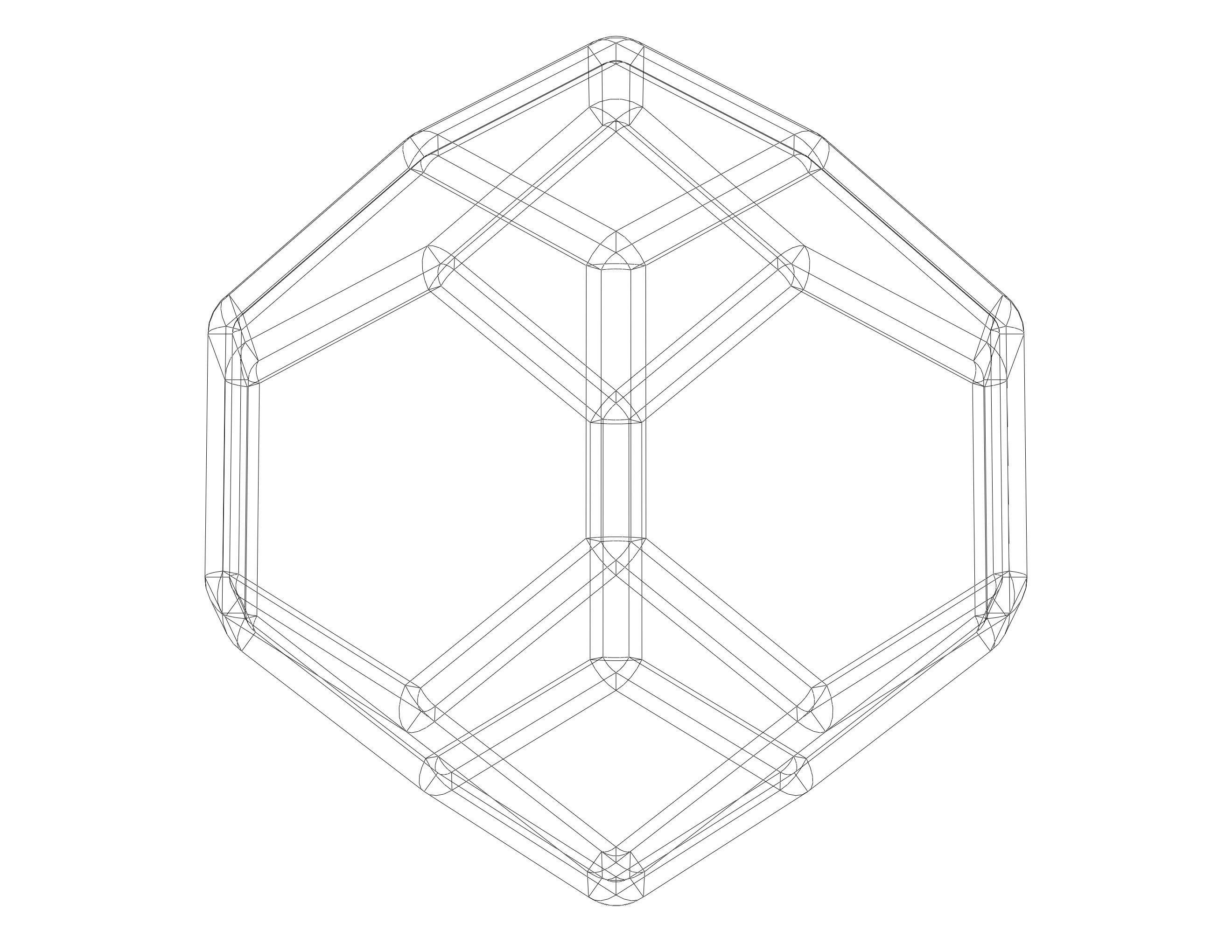 Wireframe Shape Tetradecahedron 3D print model_8