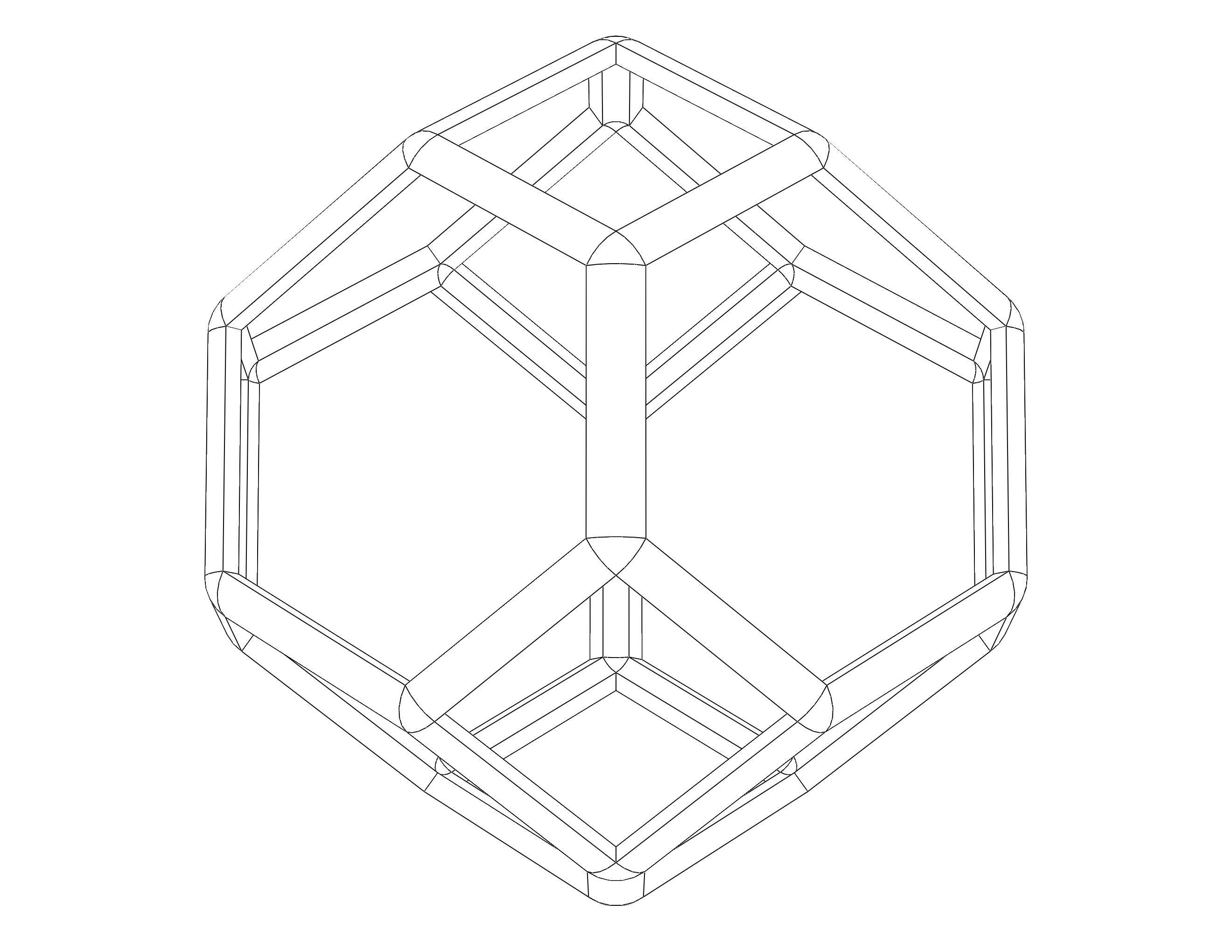 Wireframe Shape Tetradecahedron 3D print model_6