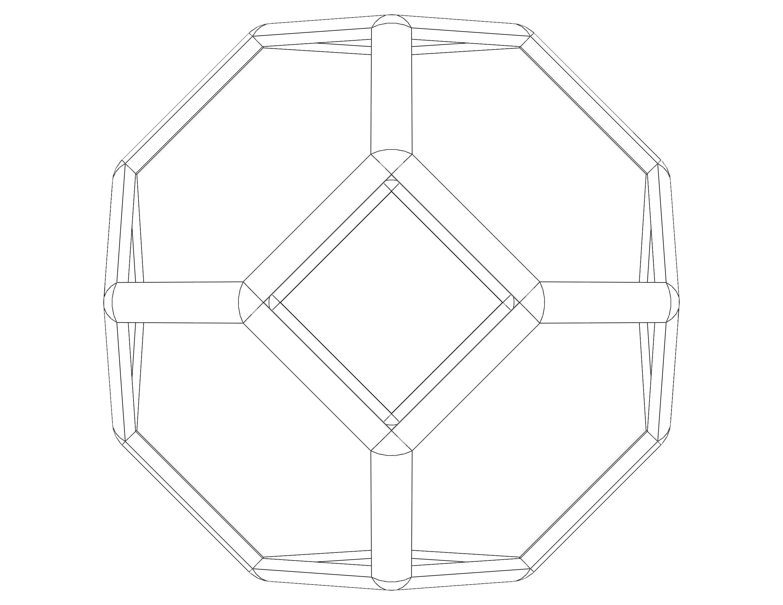 Wireframe Shape Tetradecahedron 3D print model_26