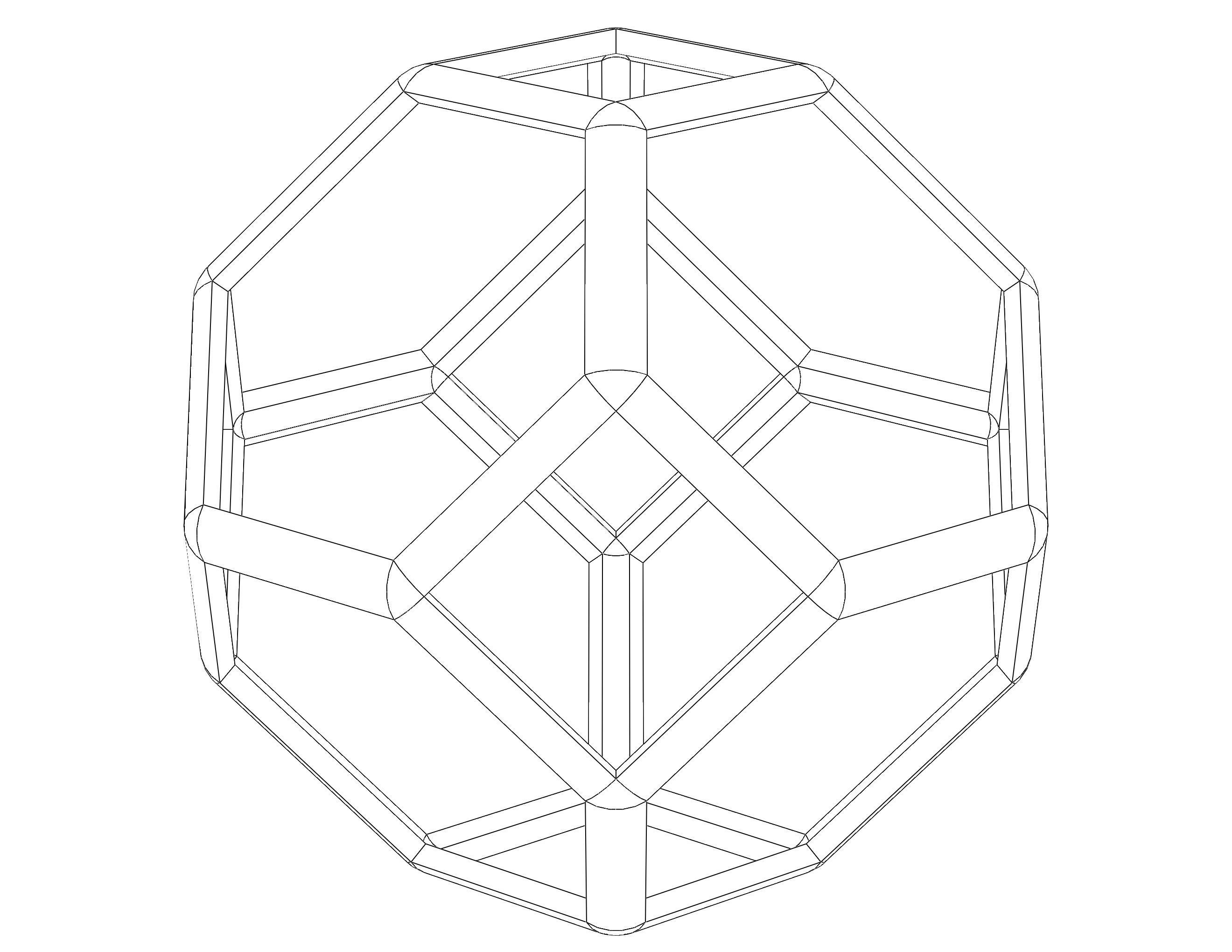 Wireframe Shape Tetradecahedron 3D print model_2