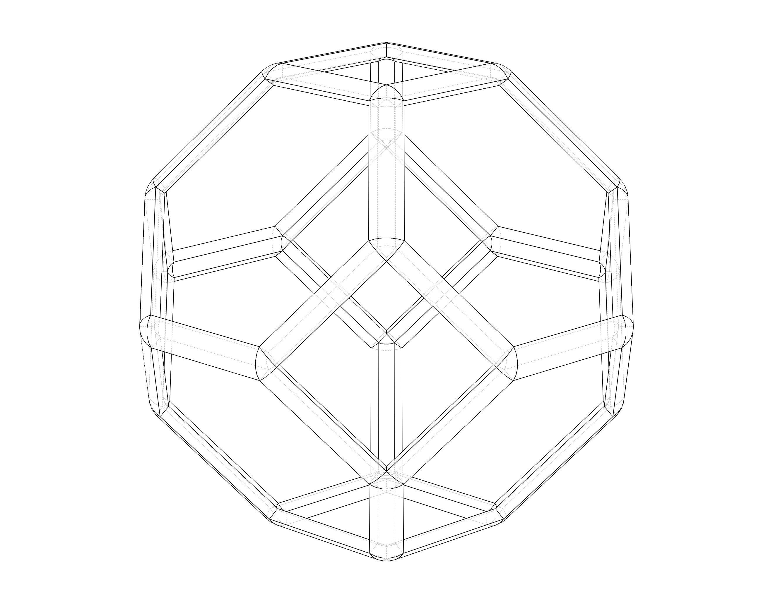 Wireframe Shape Tetradecahedron 3D print model_11