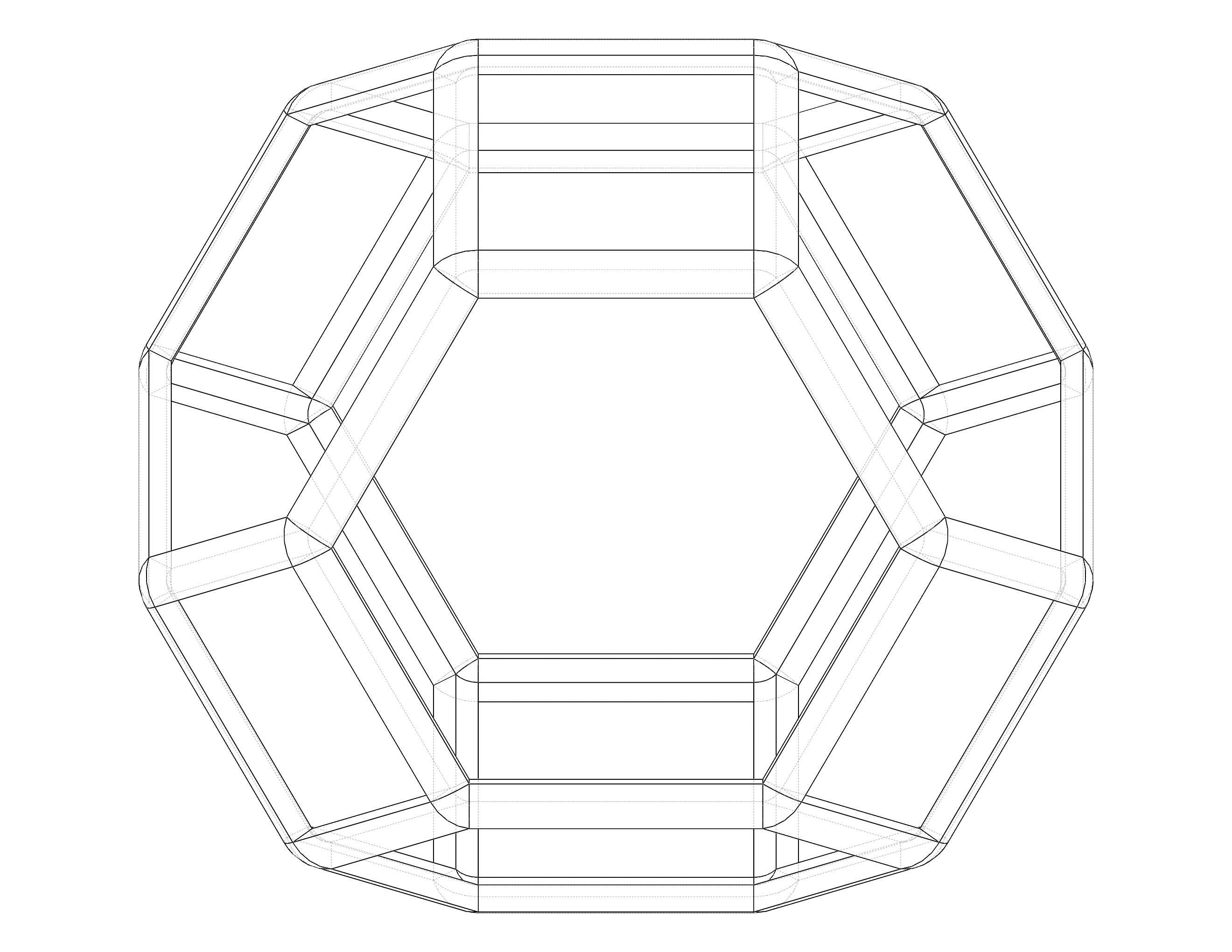 Wireframe Shape Tetradecahedron 3D print model_19