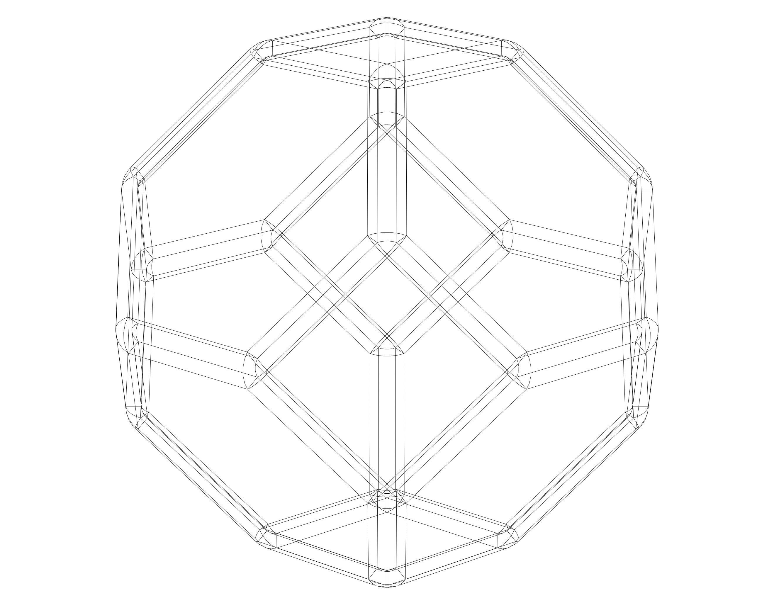 Wireframe Shape Tetradecahedron 3D print model_4