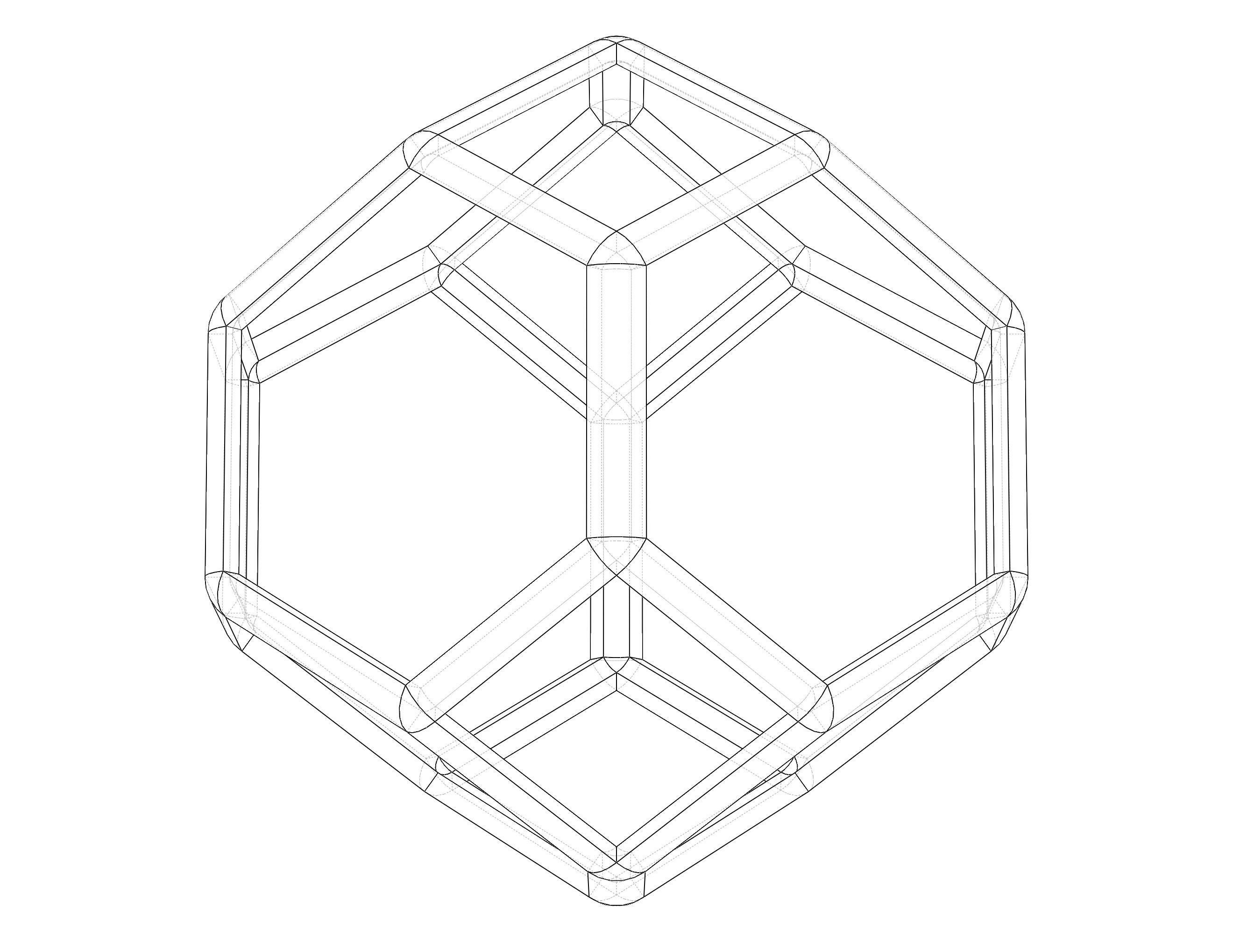 Wireframe Shape Tetradecahedron 3D print model_7
