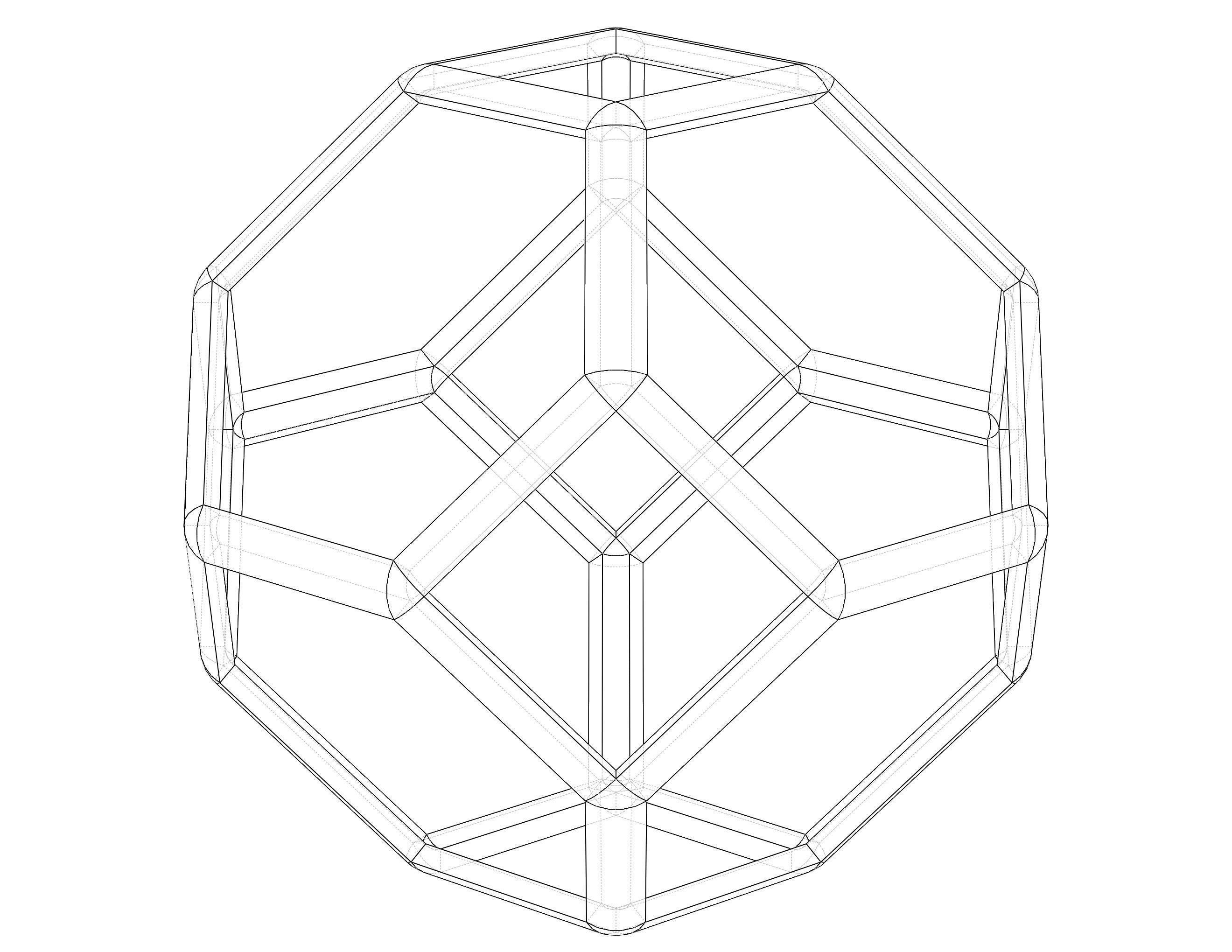 Wireframe Shape Tetradecahedron 3D print model_3