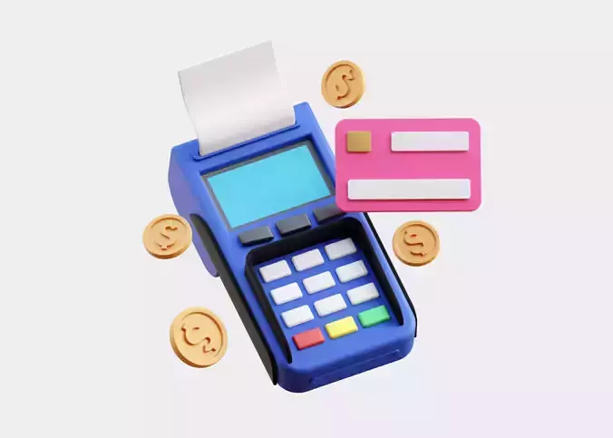 Cartoon EDC Machine ATM 3D Illustration Low-poly 3D model