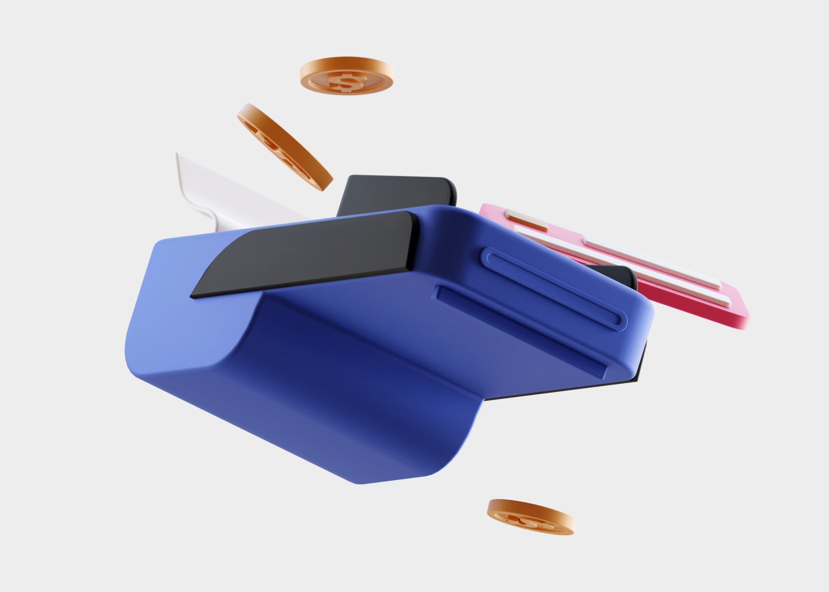 Cartoon EDC Machine ATM 3D Illustration Low-poly 3D model_8