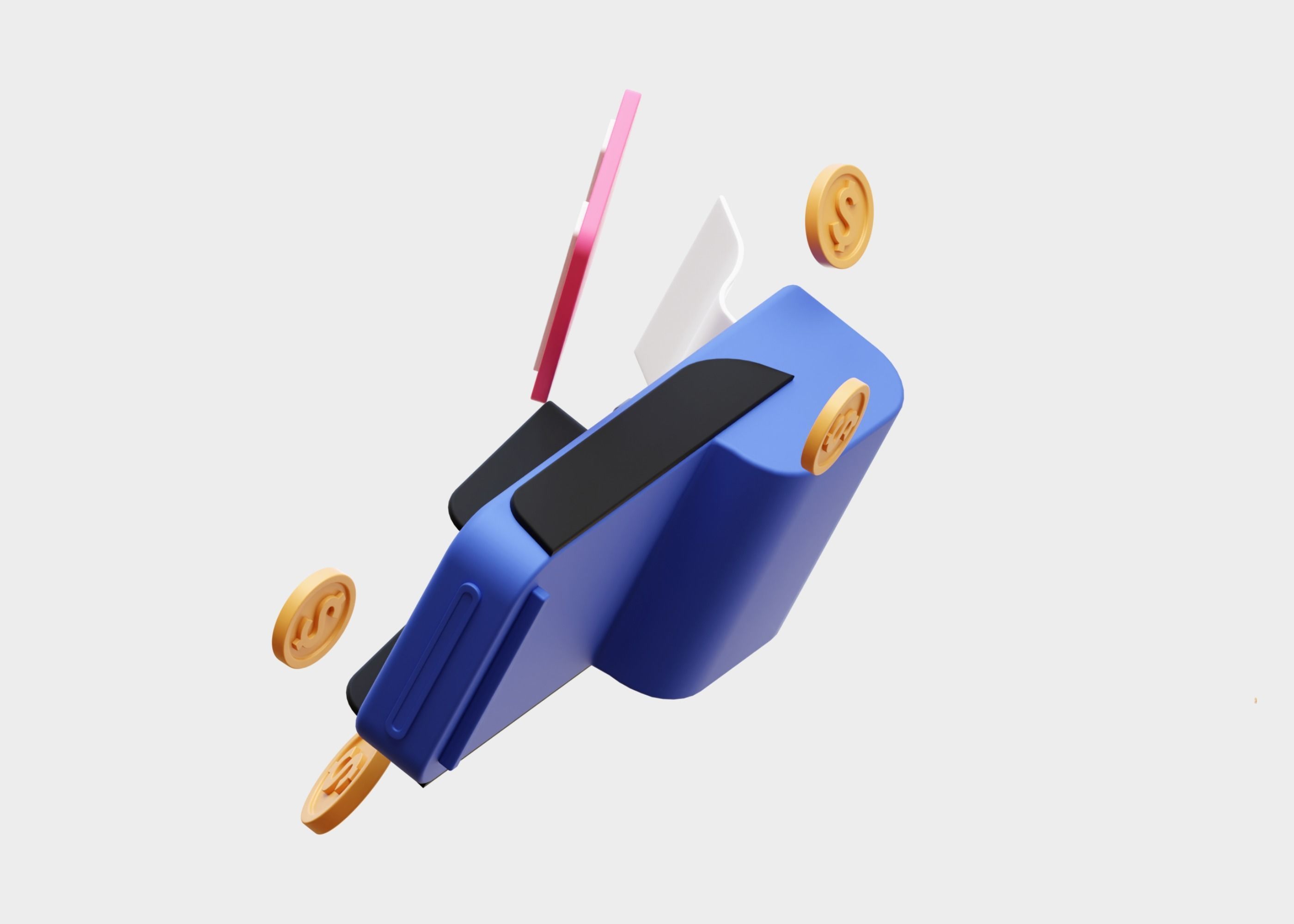 Cartoon EDC Machine ATM 3D Illustration Low-poly 3D model_10