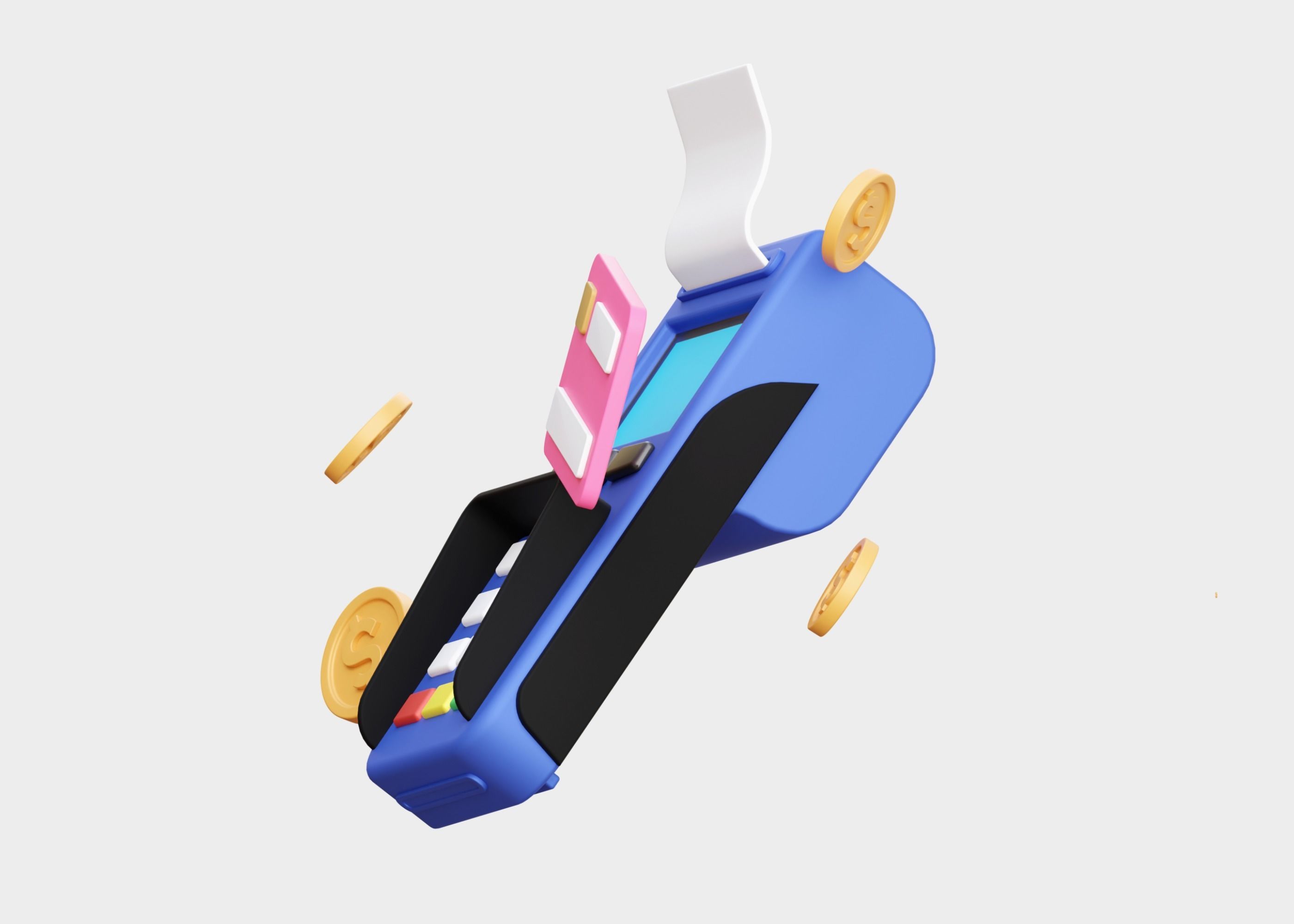 Cartoon EDC Machine ATM 3D Illustration Low-poly 3D model_5