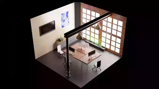 Custom Office Interior With Lighting and Materials