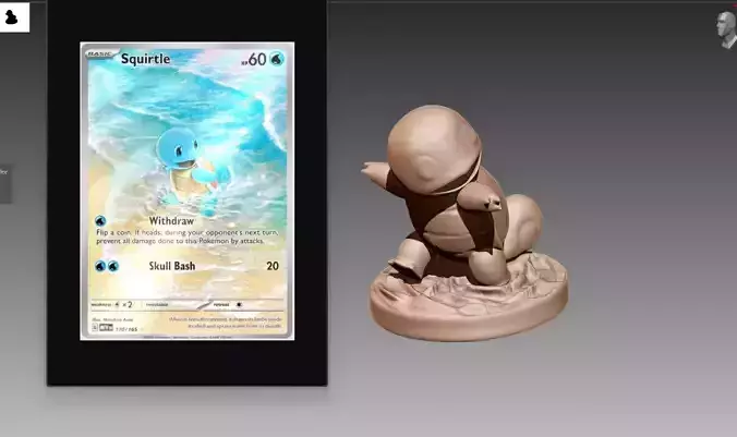 Squirtle in water Pokemon OBJ STL 3D print model
