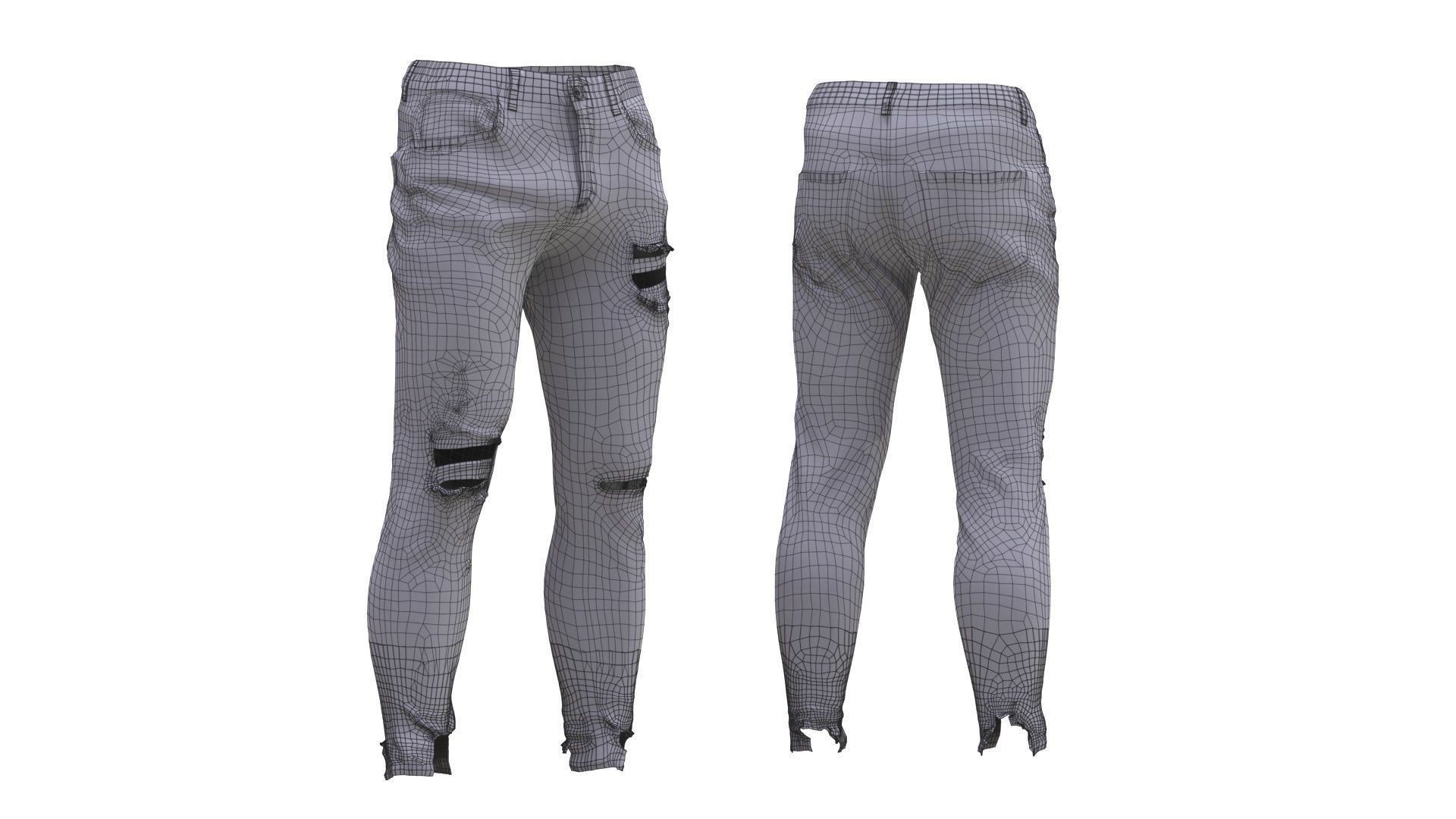 Jeans Low-poly 3D model_4