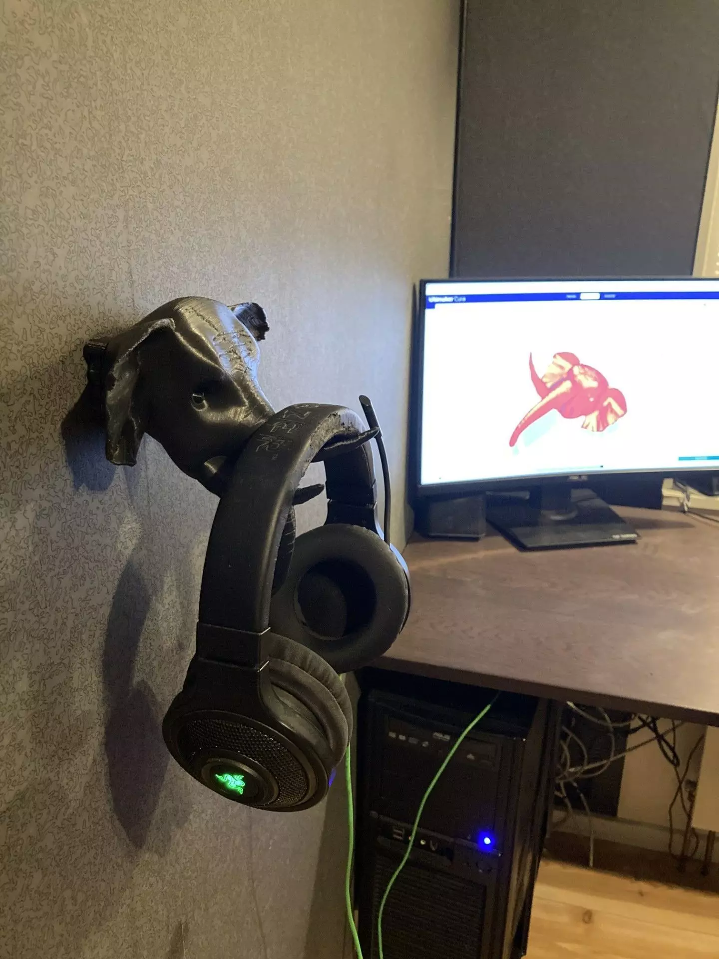 Elephant headphone holder 3D print model_0