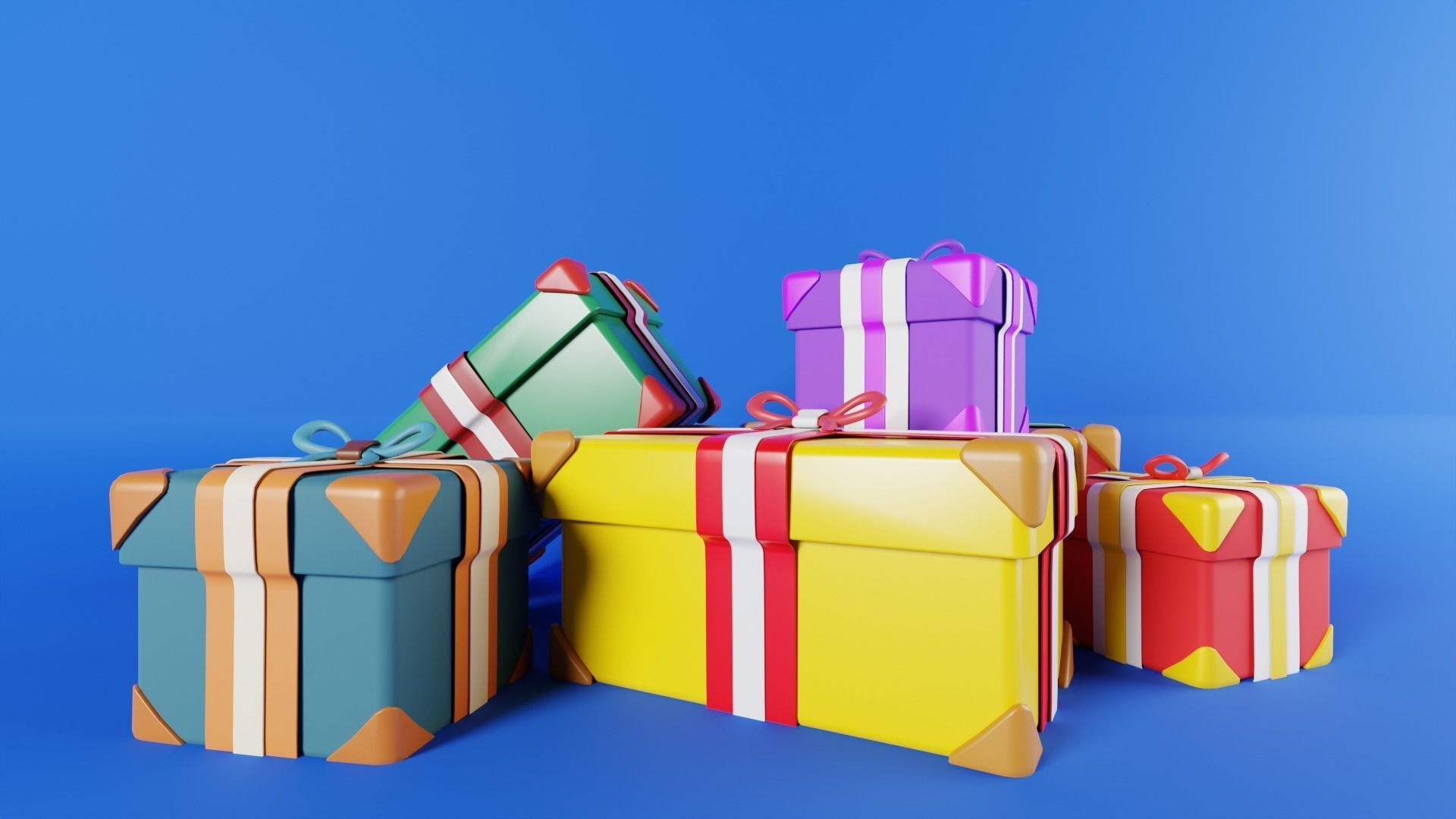 Stylized Christmas Gift 3D model_3