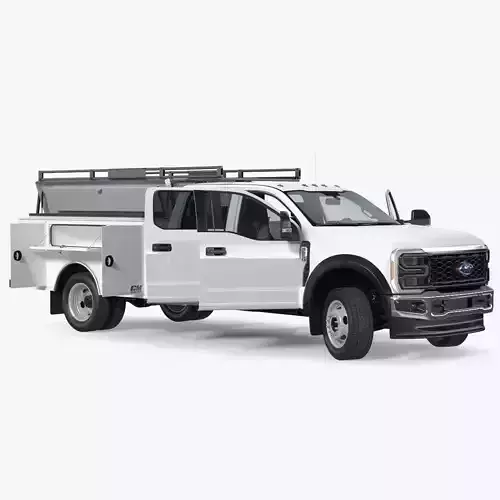 White Ford Super Duty F550 with Service Body Rigged 3D model
