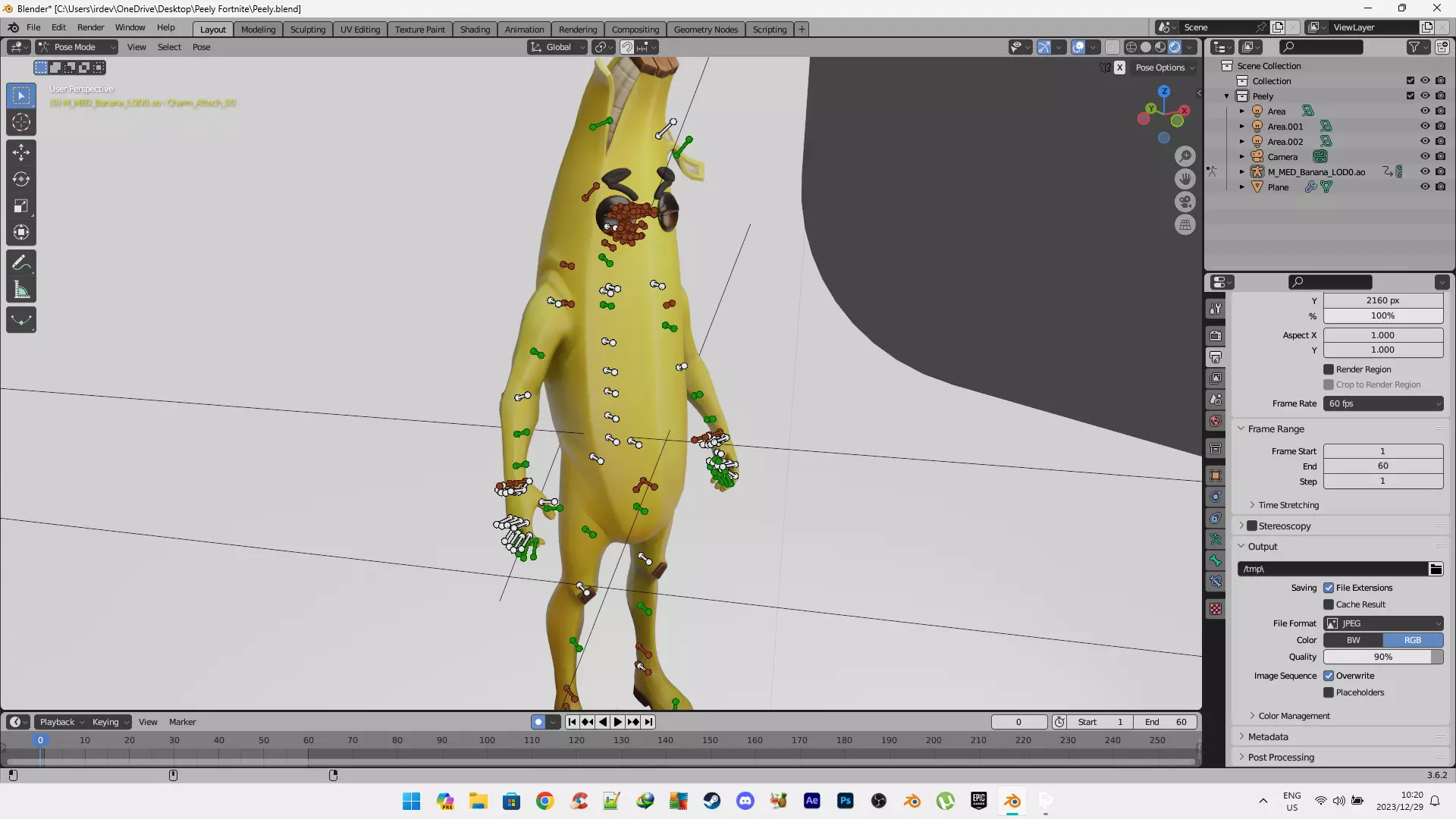 Peely Model Rigged Low-poly 3D model_0