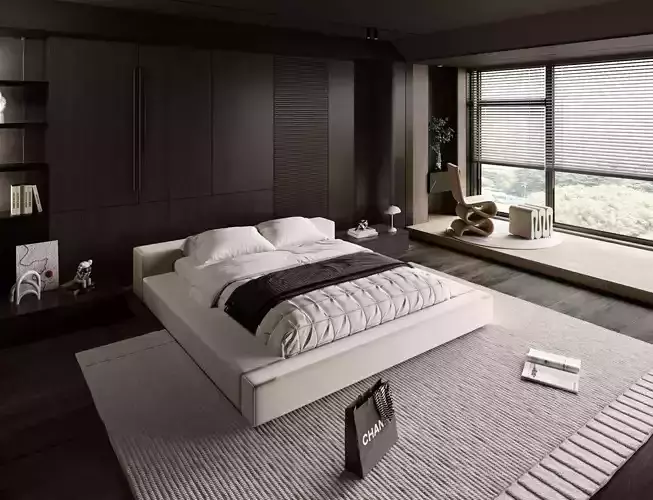 modern dark bedroom