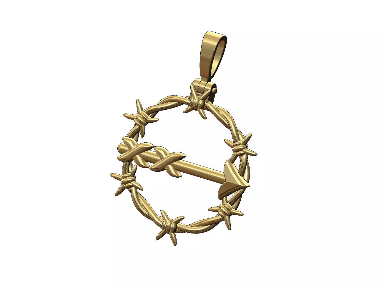 Open Arrow barbwire thornes pendant with bail 3D print model