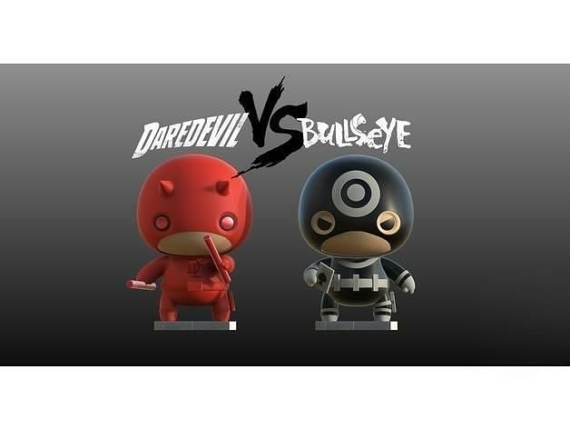 Marvel vs BullsEye 3D Printed Diorama 3D print model