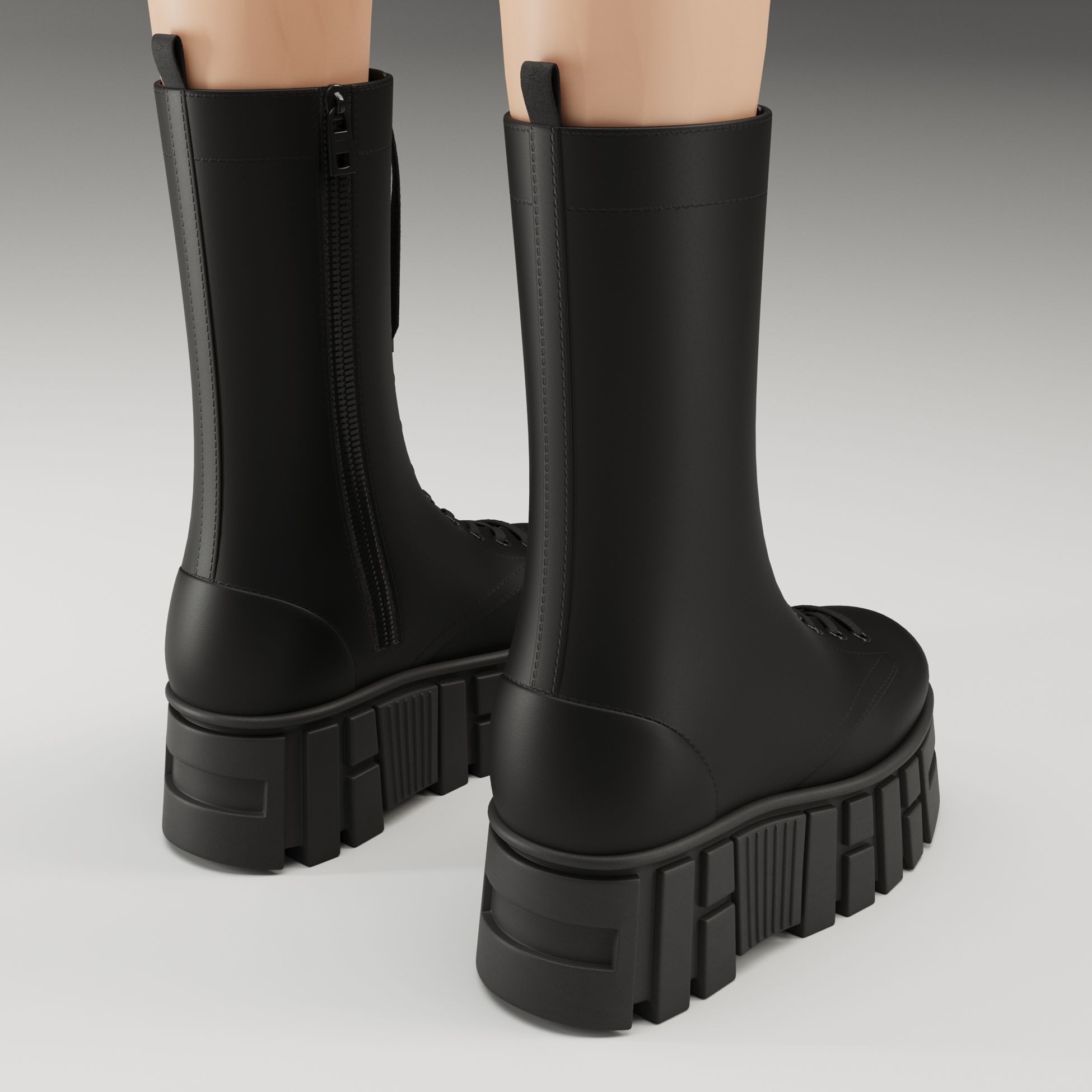 Battle boots on high platform collection Low-poly 3D model_22