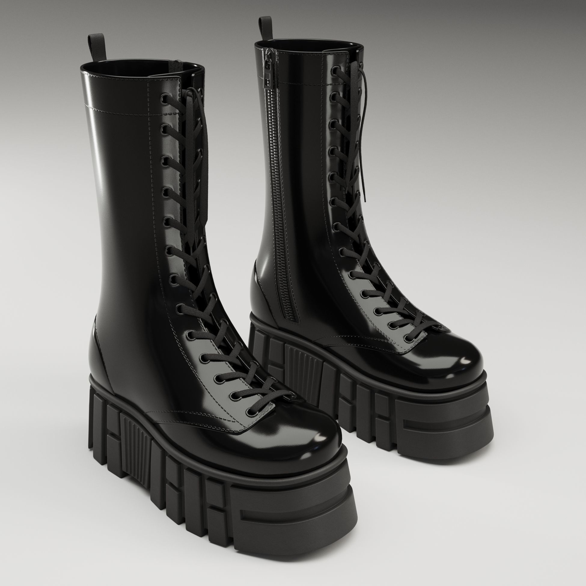 Battle boots on high platform collection Low-poly 3D model_8