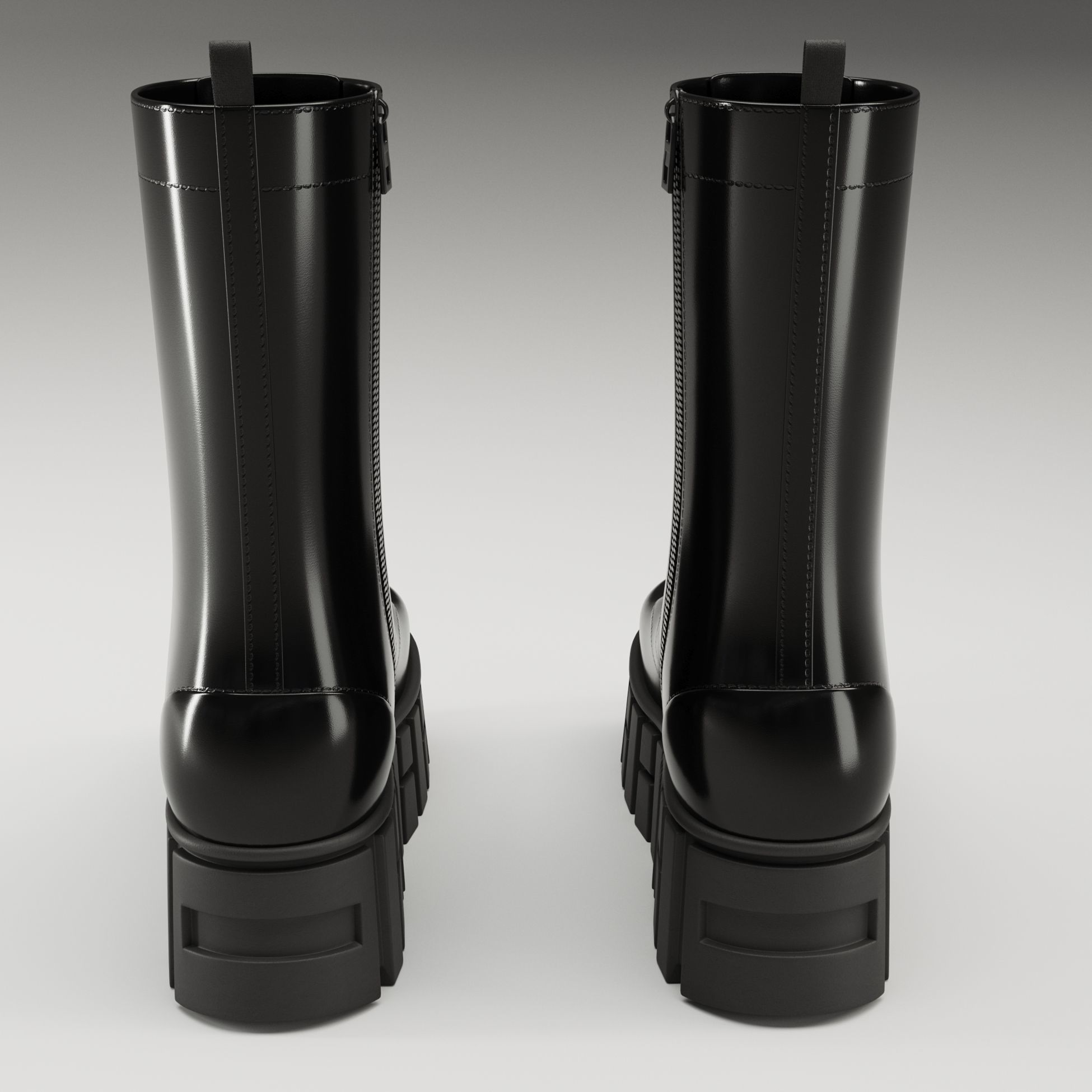 Battle boots on high platform collection Low-poly 3D model_23