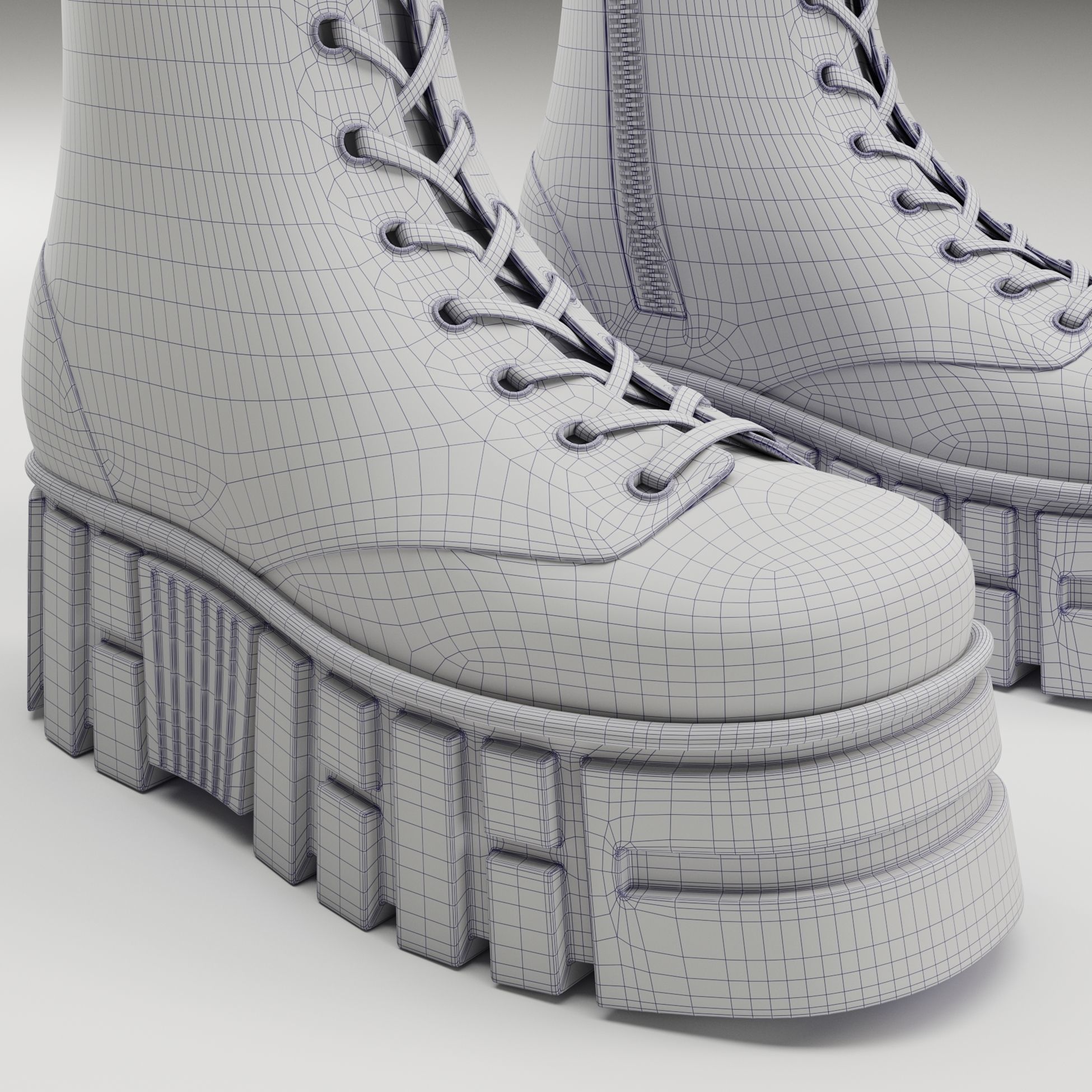 Battle boots on high platform collection Low-poly 3D model_35