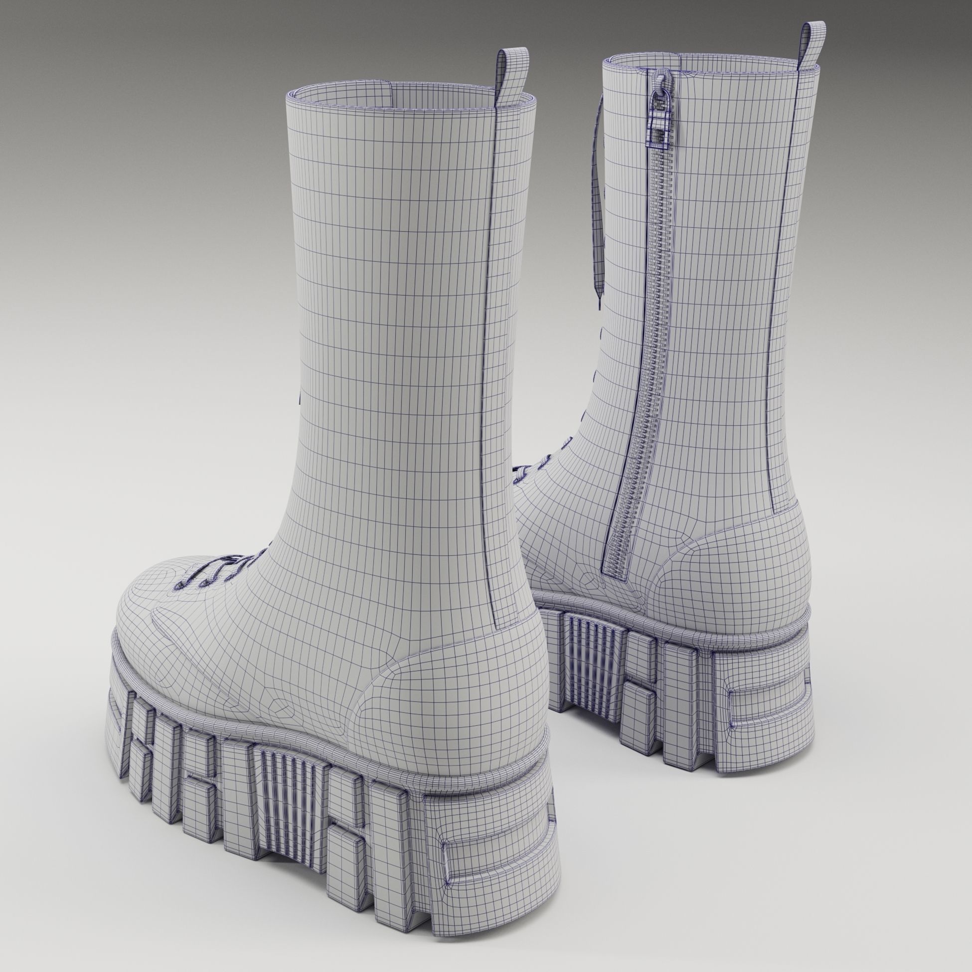 Battle boots on high platform collection Low-poly 3D model_41