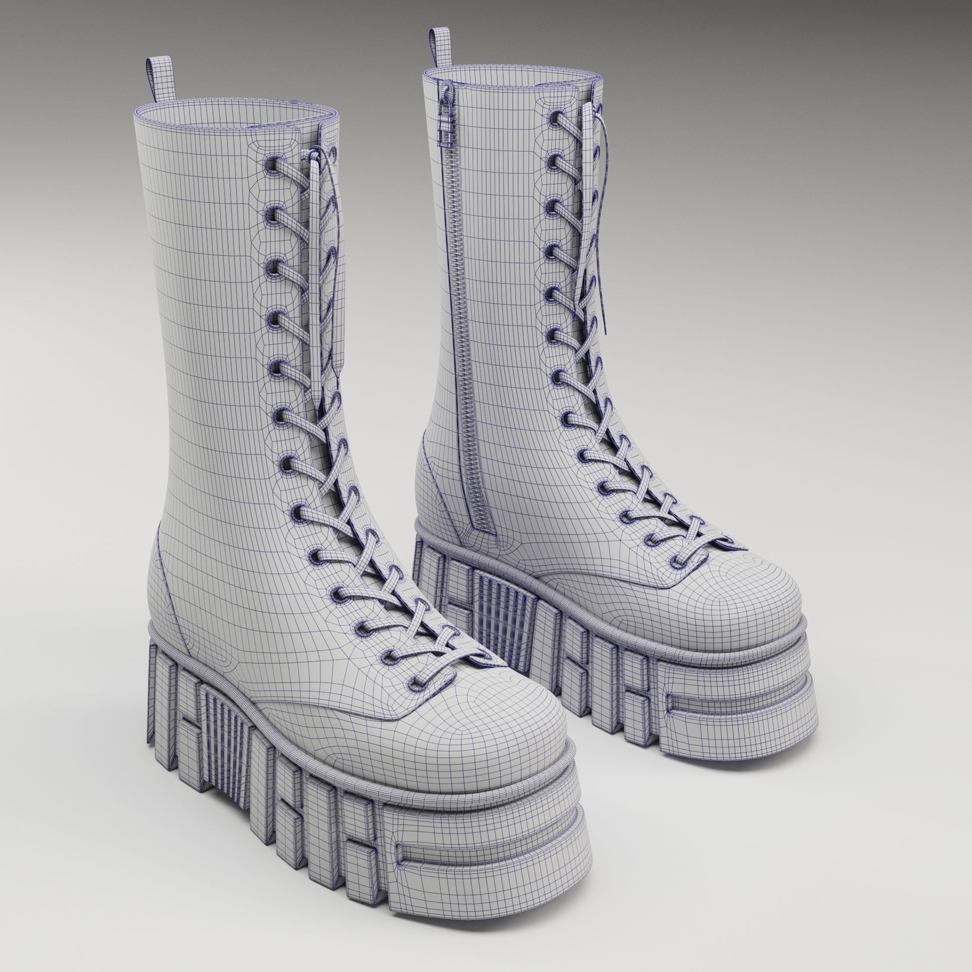 Battle boots on high platform collection Low-poly 3D model_34