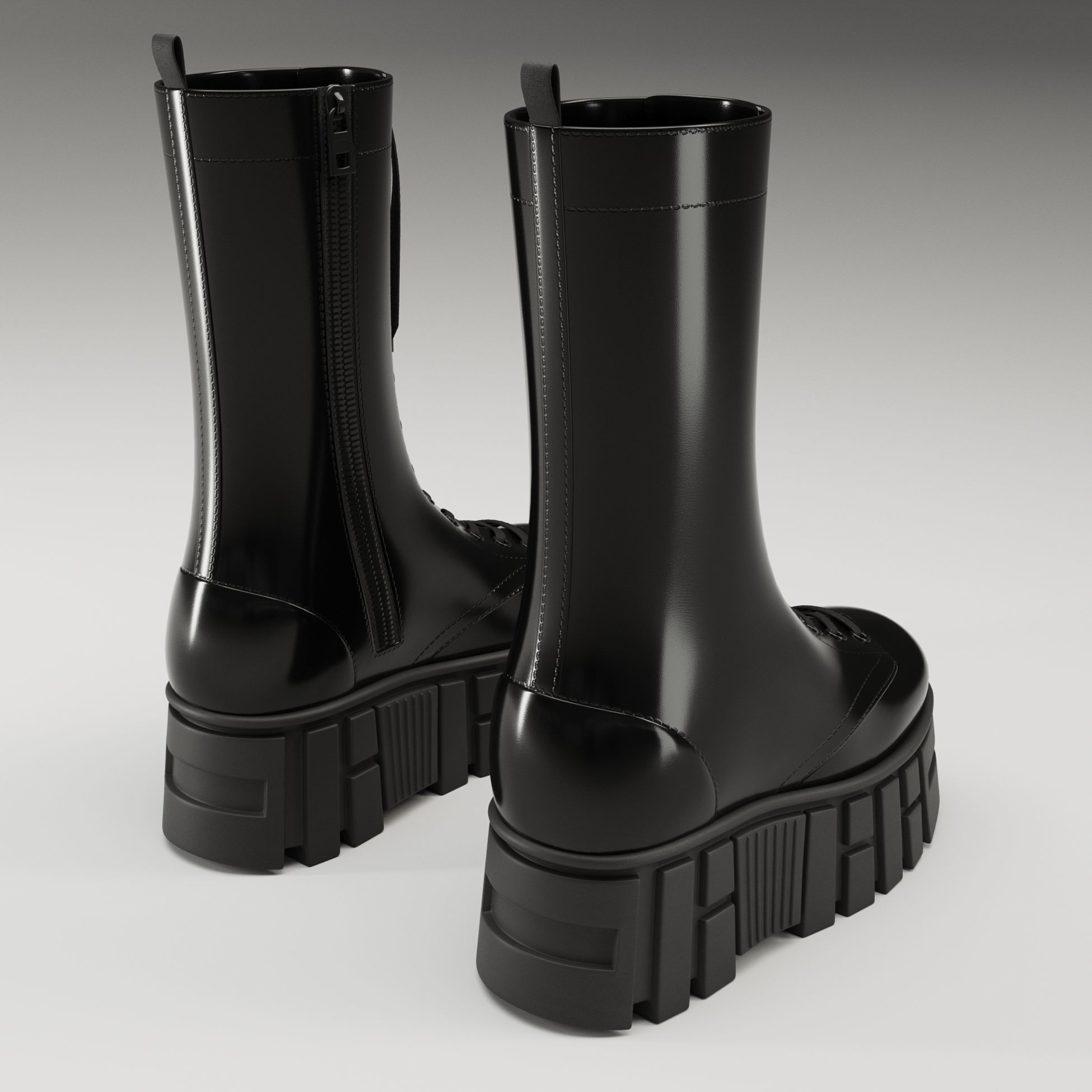 Battle boots on high platform collection Low-poly 3D model_20