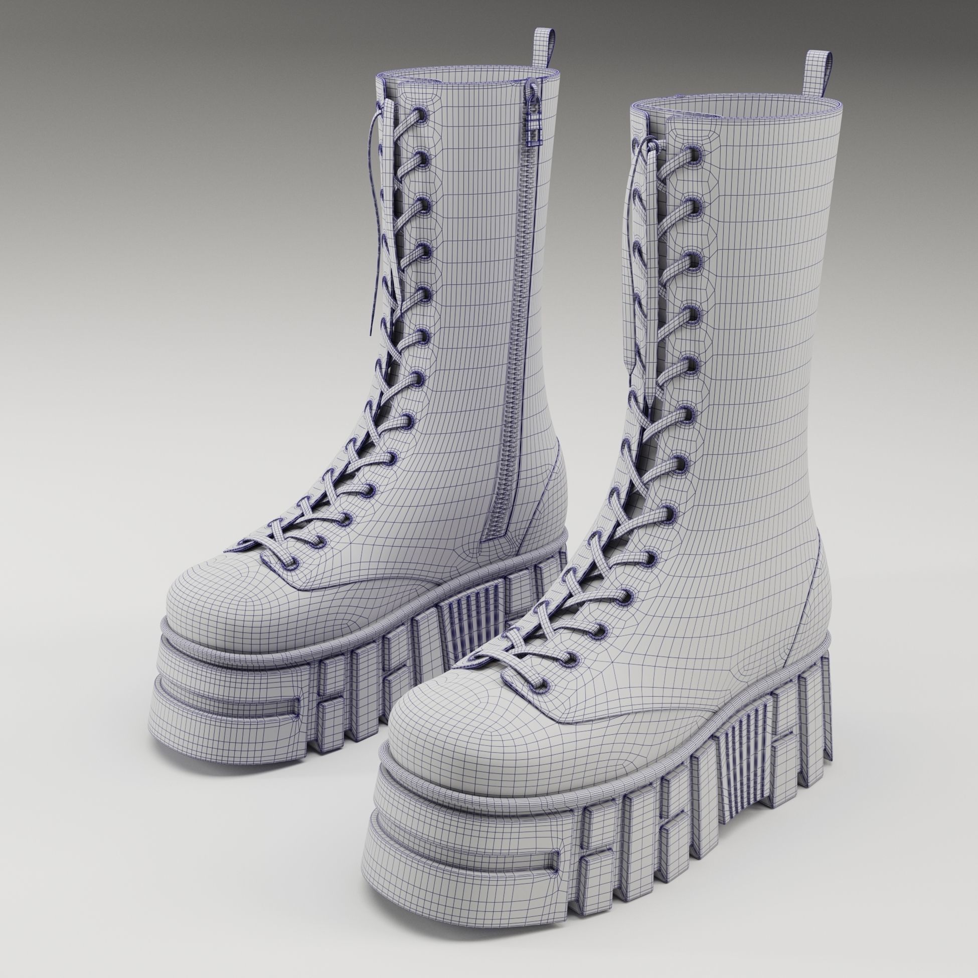 Battle boots on high platform collection Low-poly 3D model_43